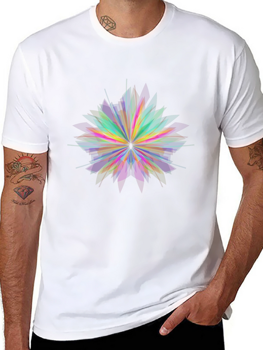 Geometric Flower Graphic Black T-Shirt