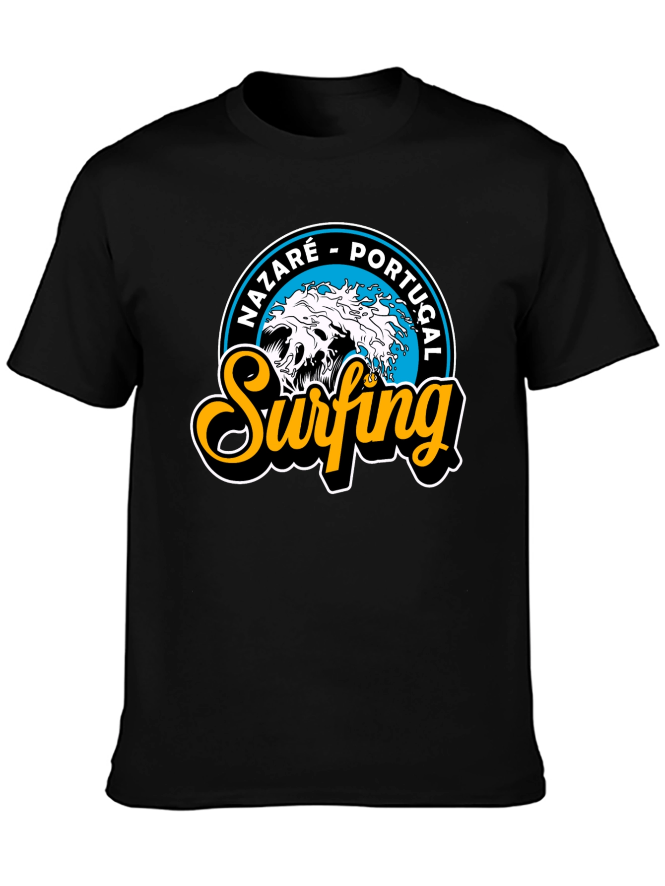 Nazaré Portugal Surfing T-Shirt - Black