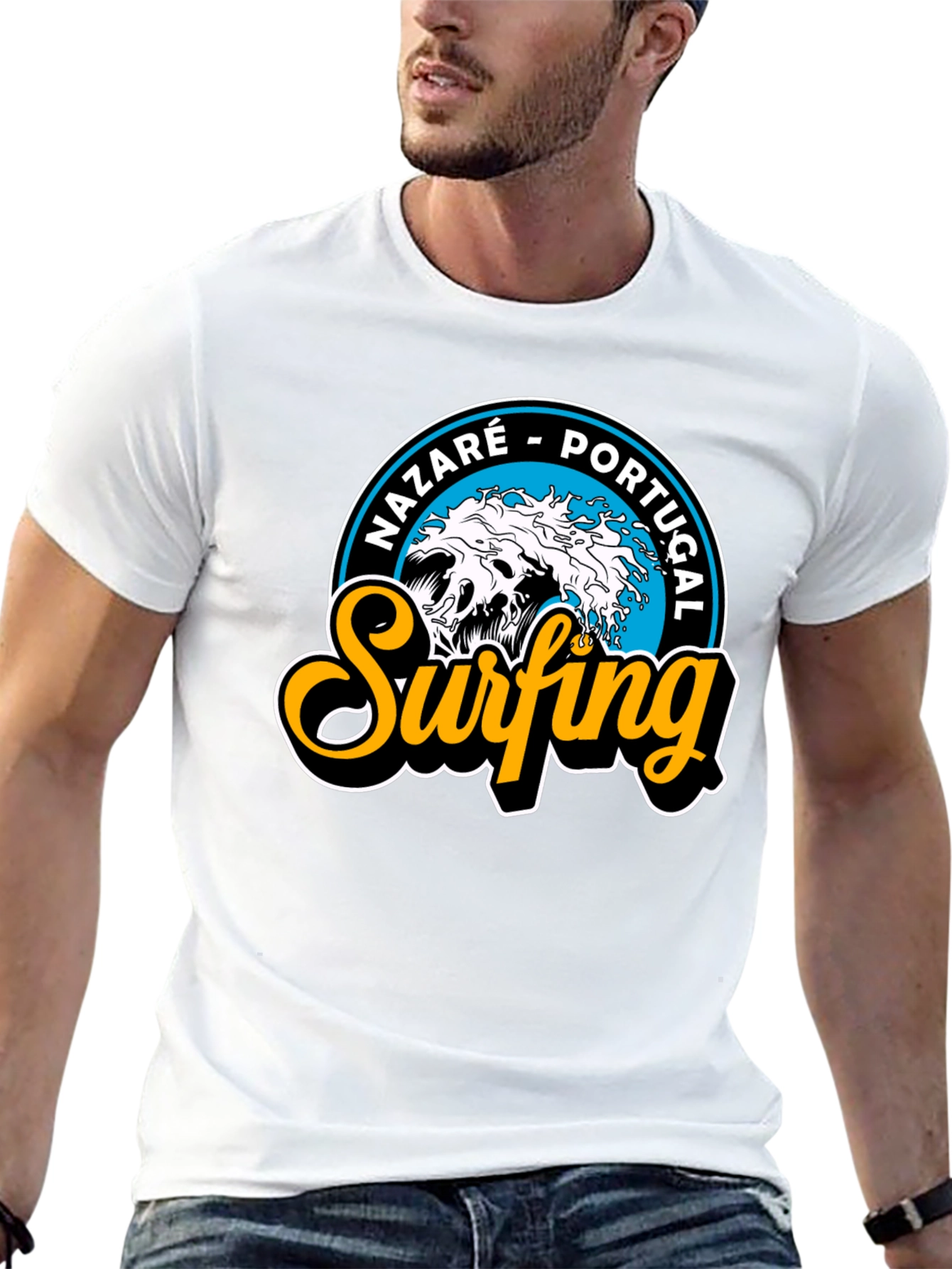 Nazaré Portugal Surfing T-Shirt - Black
