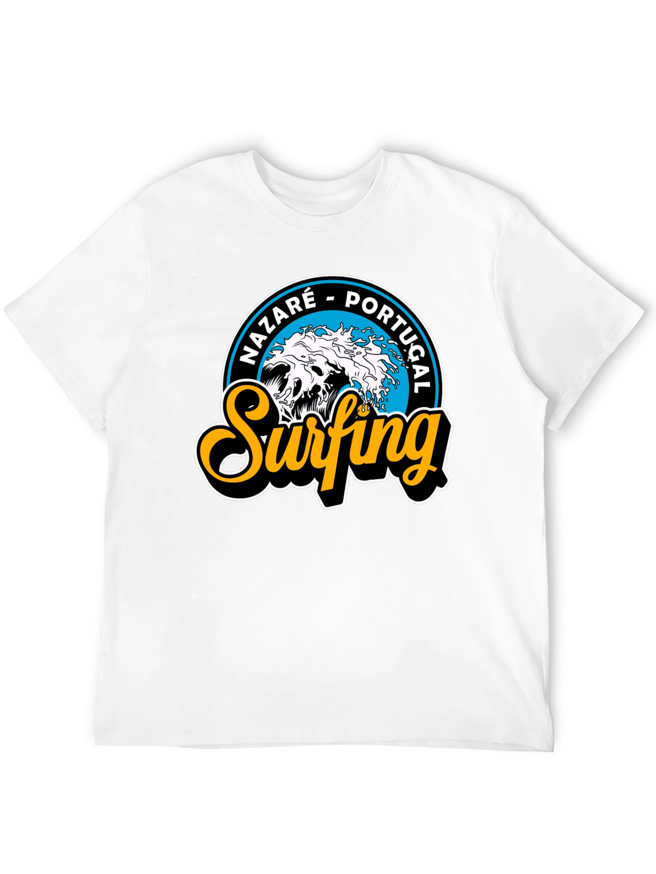Nazaré Portugal Surfing T-Shirt - Black