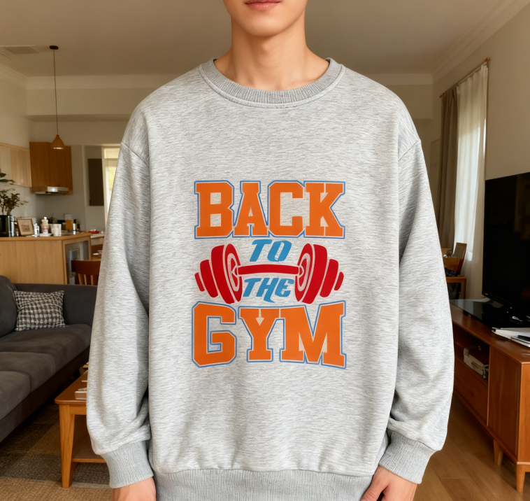 Motivational 'BACK TO THE GYM' Graphic Sweatshirt