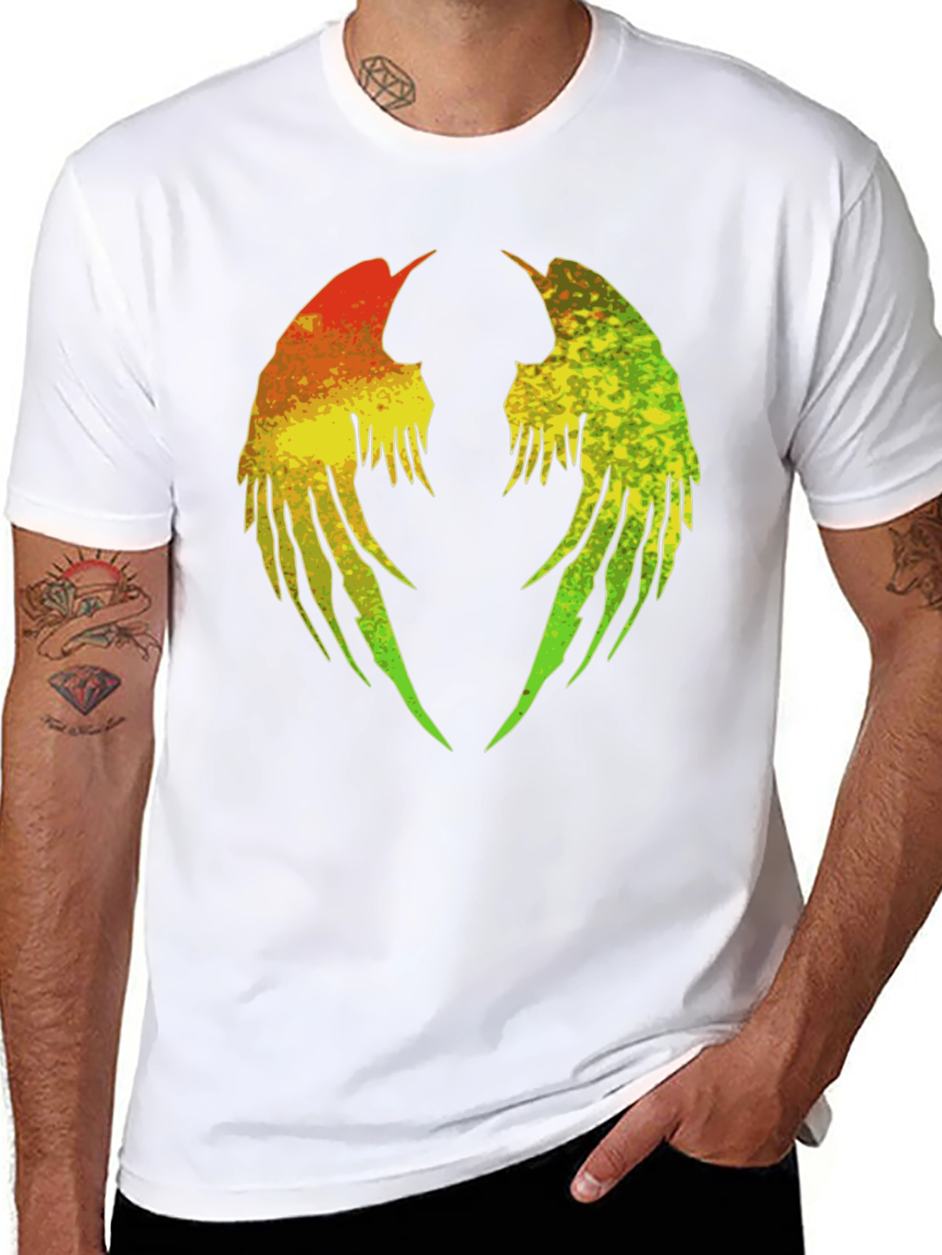 Rasta Wings Graphic Tee - Black Cotton Blend