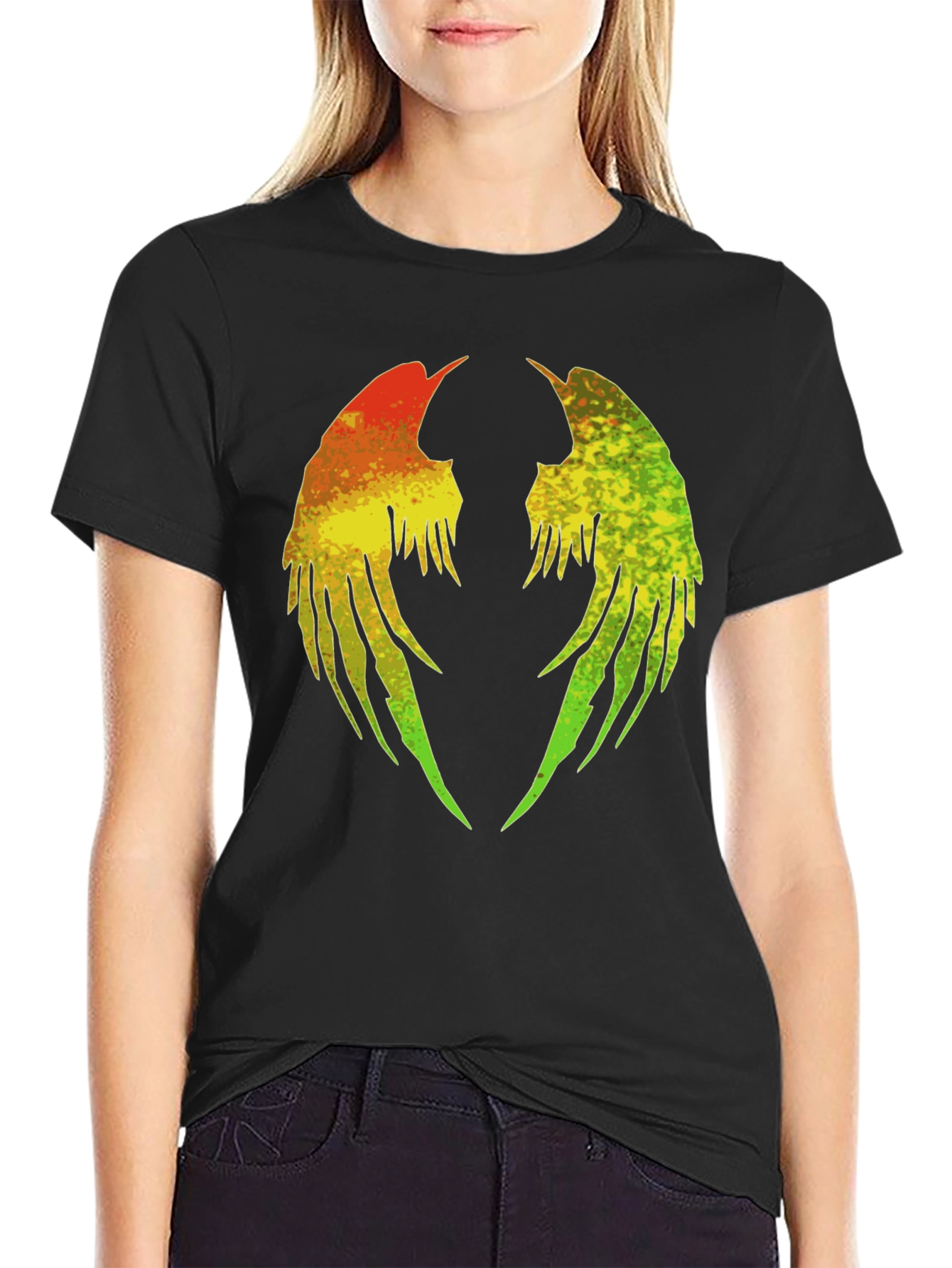 Rasta Wings Graphic Tee - Black Cotton Blend