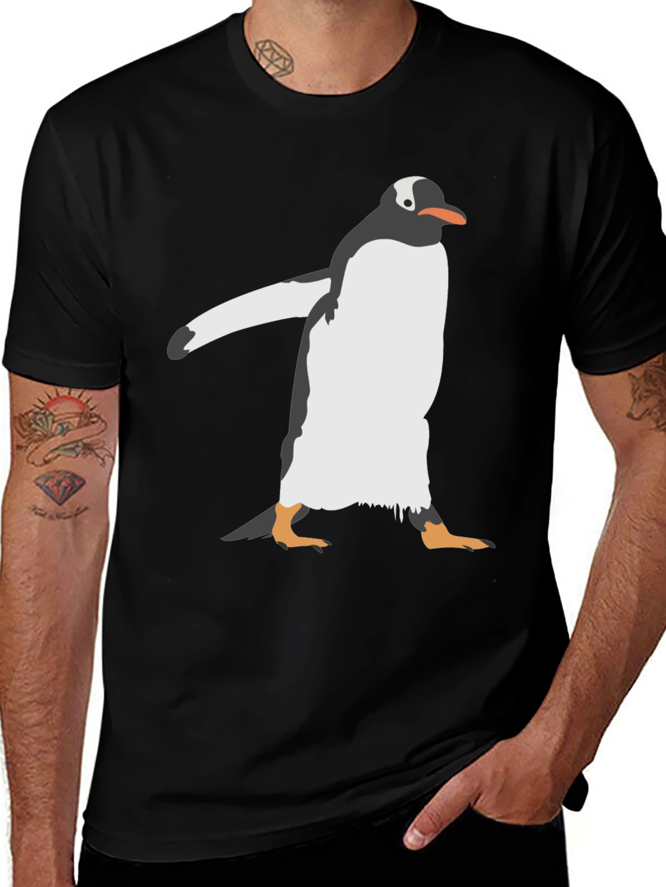 Penguin Graphic Print Black T-Shirt