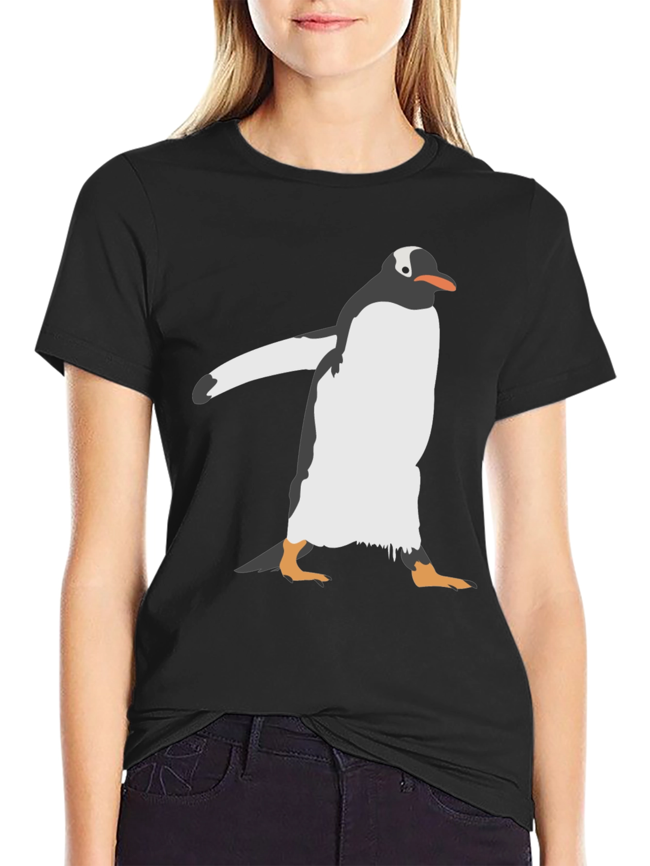Penguin Graphic Print Black T-Shirt