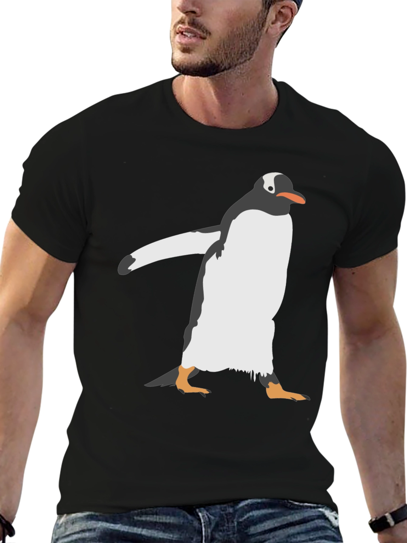Penguin Graphic Print Black T-Shirt