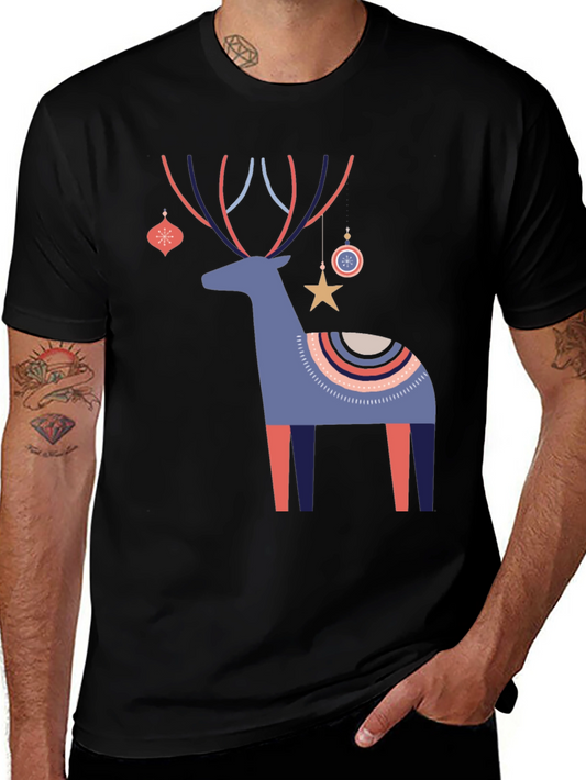 Festive Reindeer Graphic Tee - Holiday Cheer