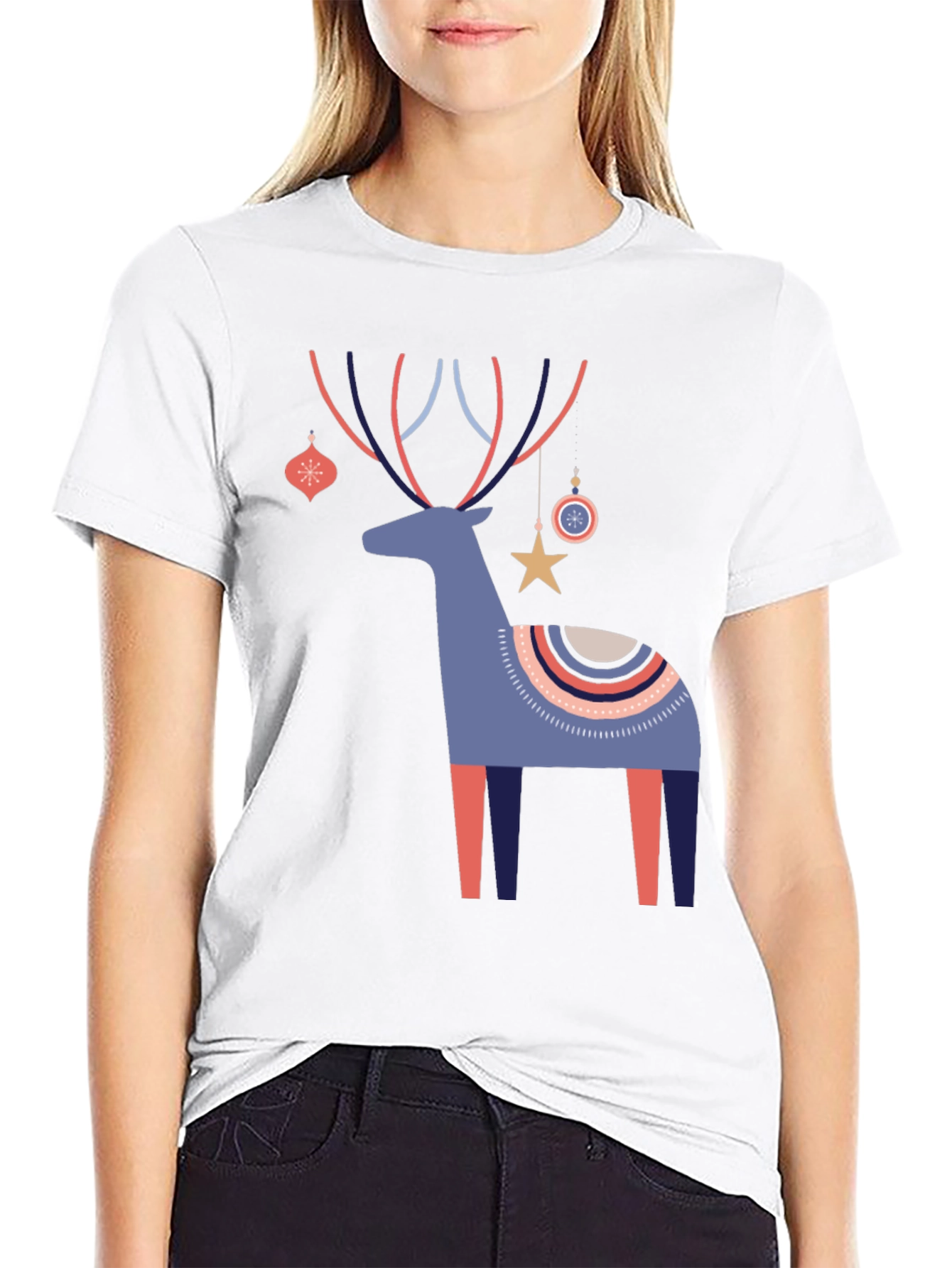 Festive Reindeer Graphic Tee - Holiday Cheer