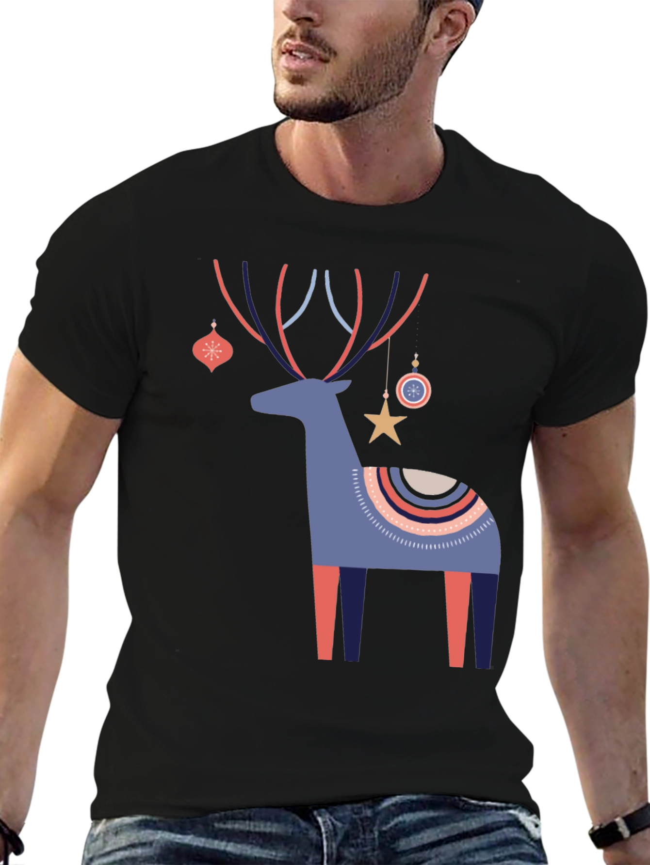 Festive Reindeer Graphic Tee - Holiday Cheer