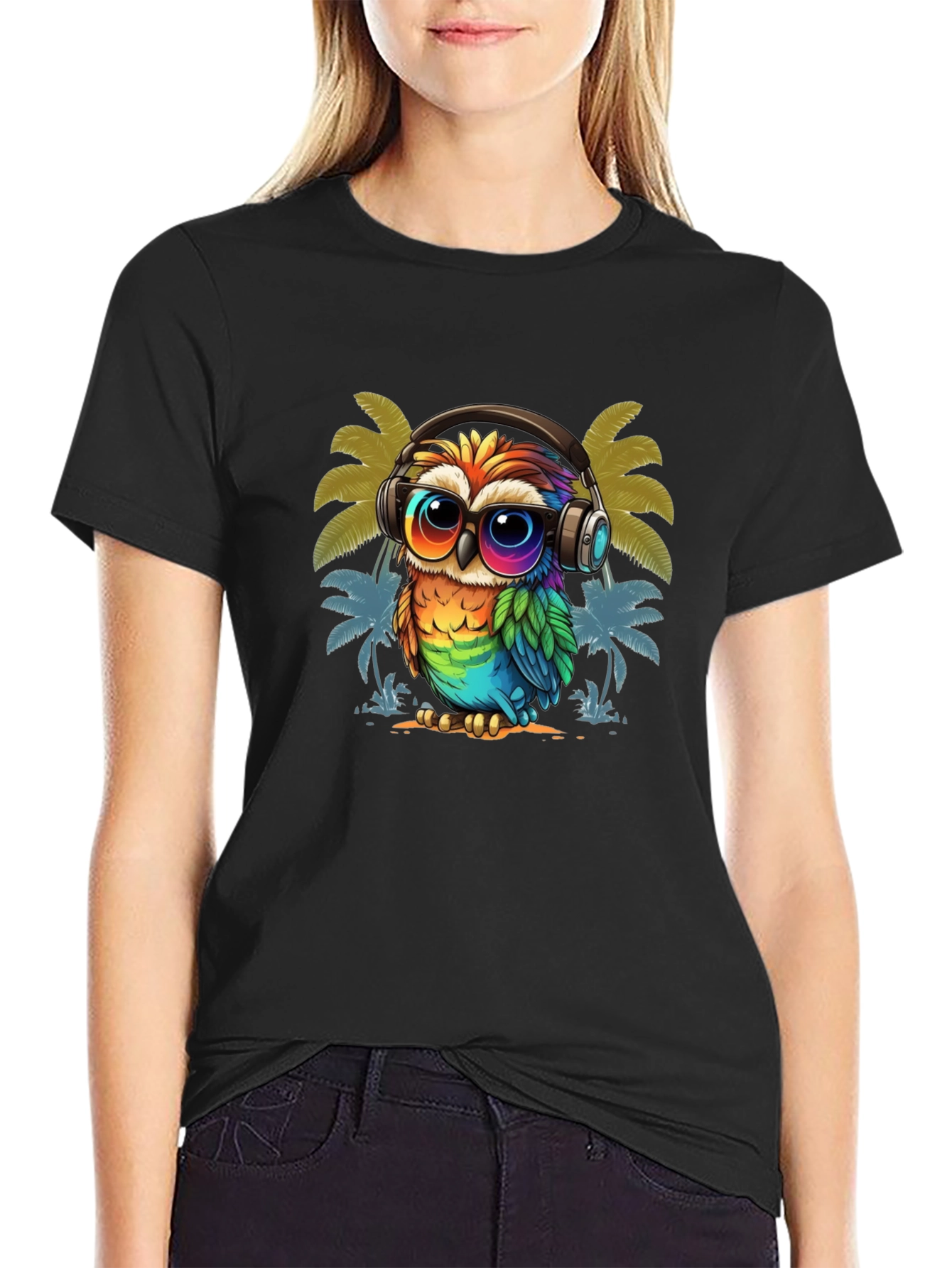 Cool Owl Graphic Tee - Tropical Vibe