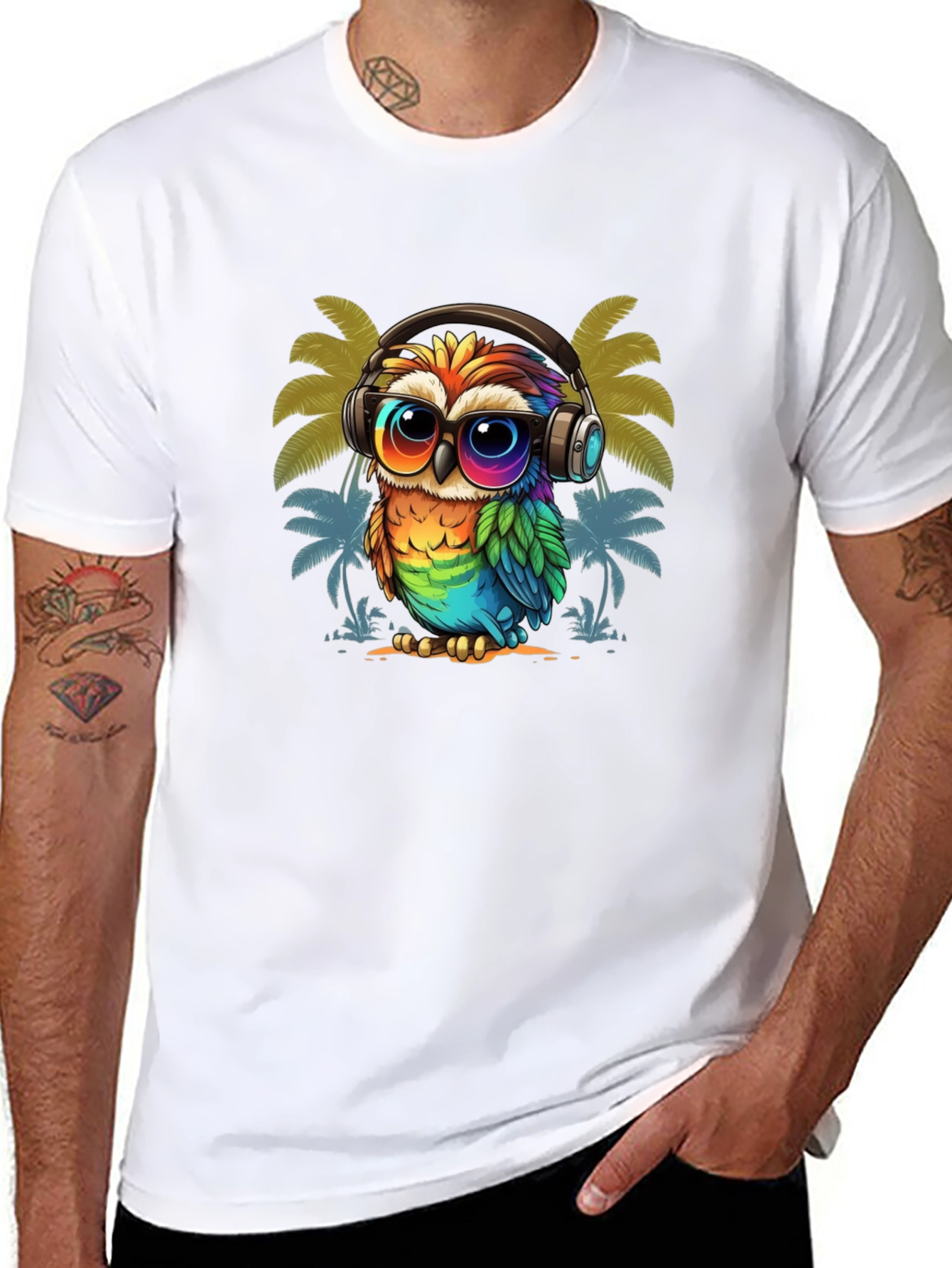 Cool Owl Graphic Tee - Tropical Vibe