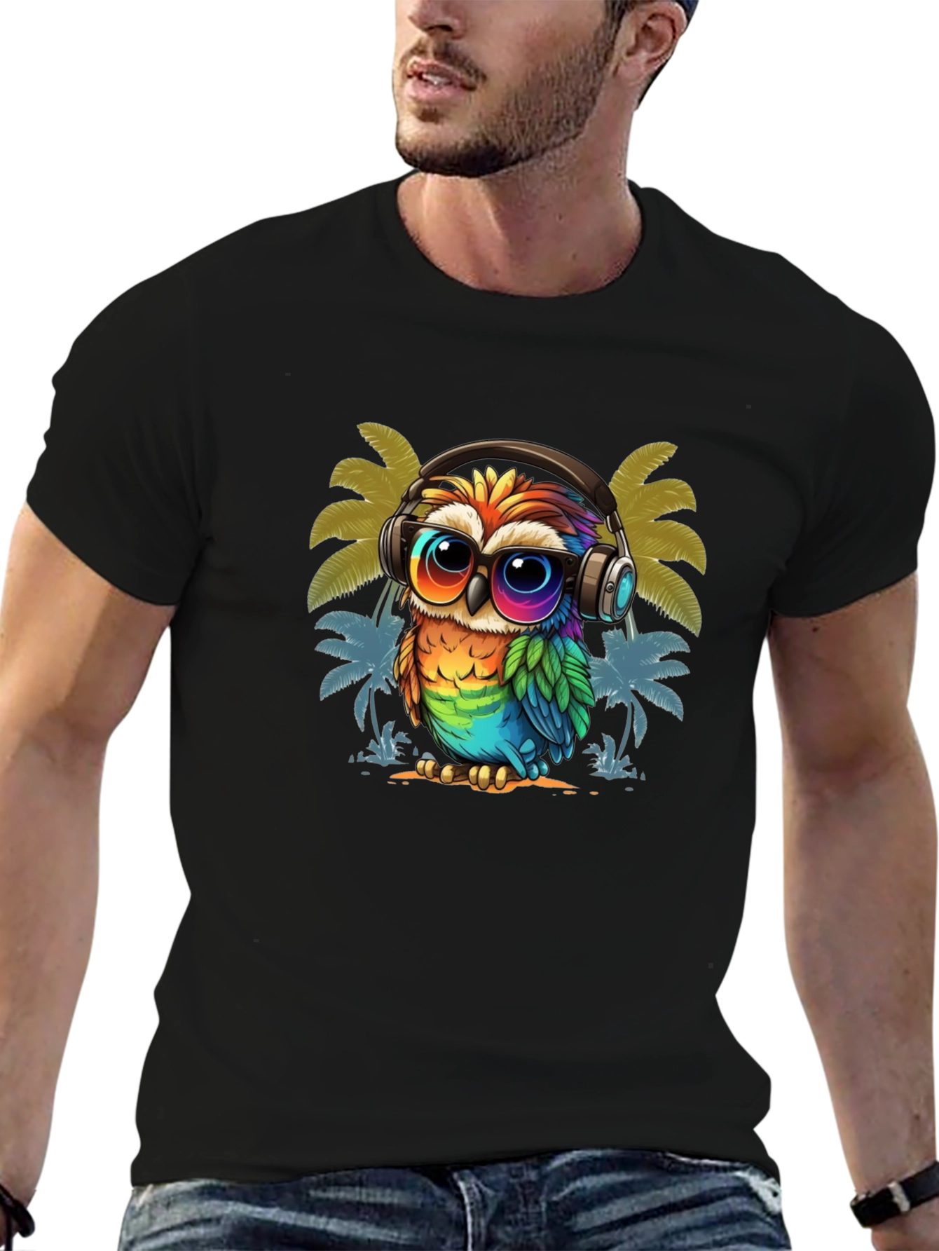 Cool Owl Graphic Tee - Tropical Vibe