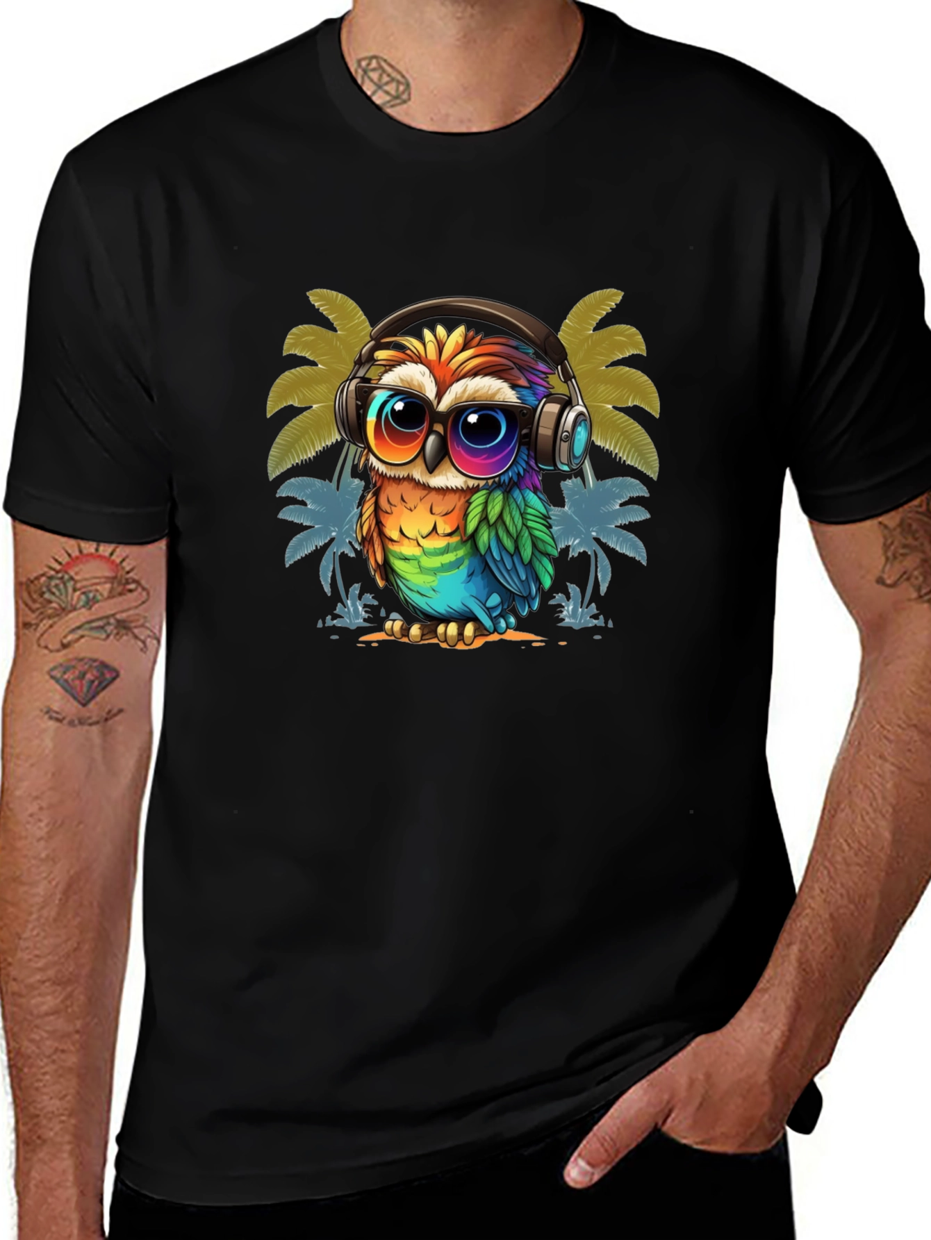 Cool Owl Graphic Tee - Tropical Vibe