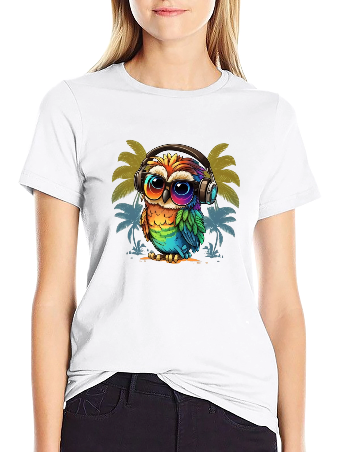 Cool Owl Graphic Tee - Tropical Vibe