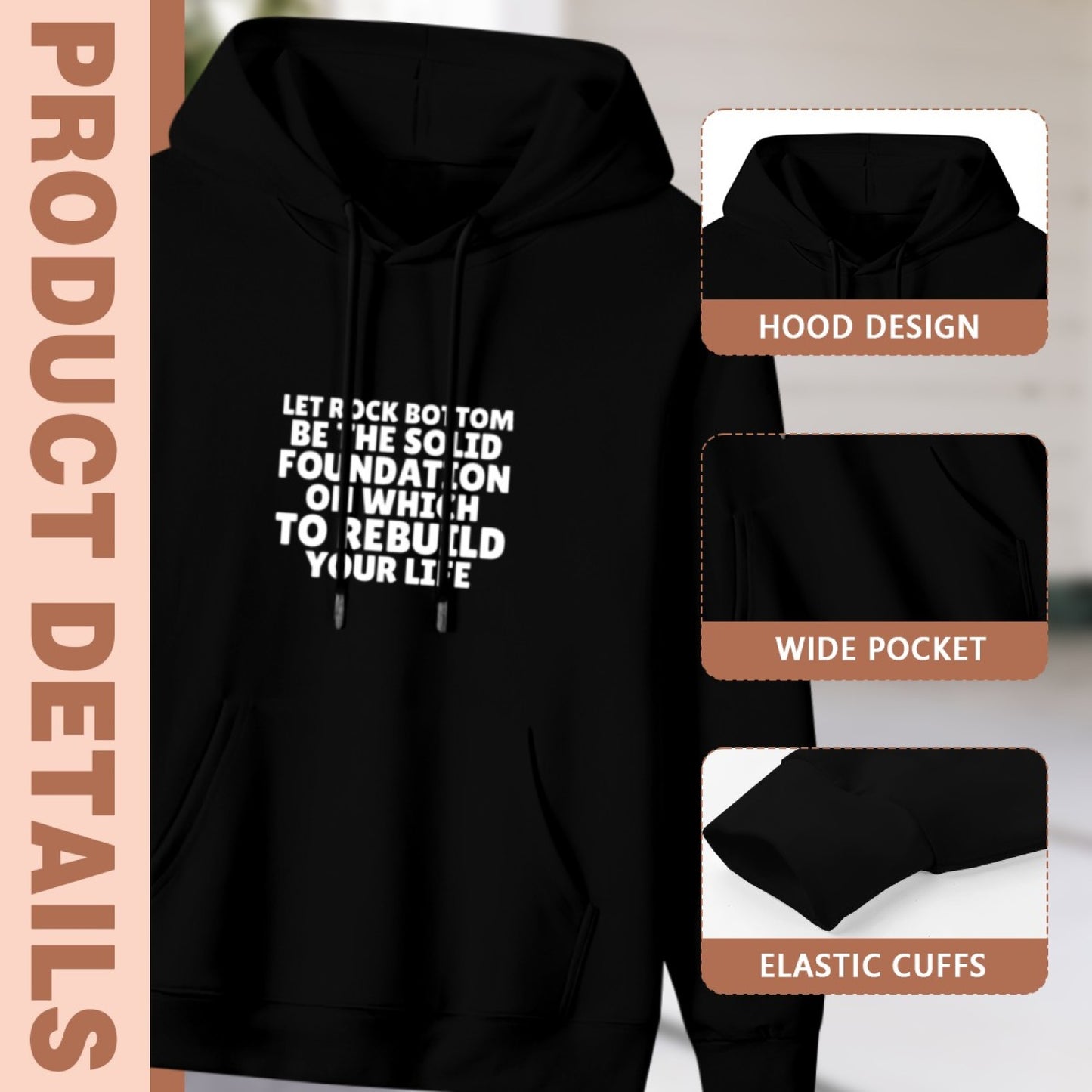 Trendy New Unisex Black Hoodie - Pastel Abstract Design - Cozy Pullover - American Direct Shipping