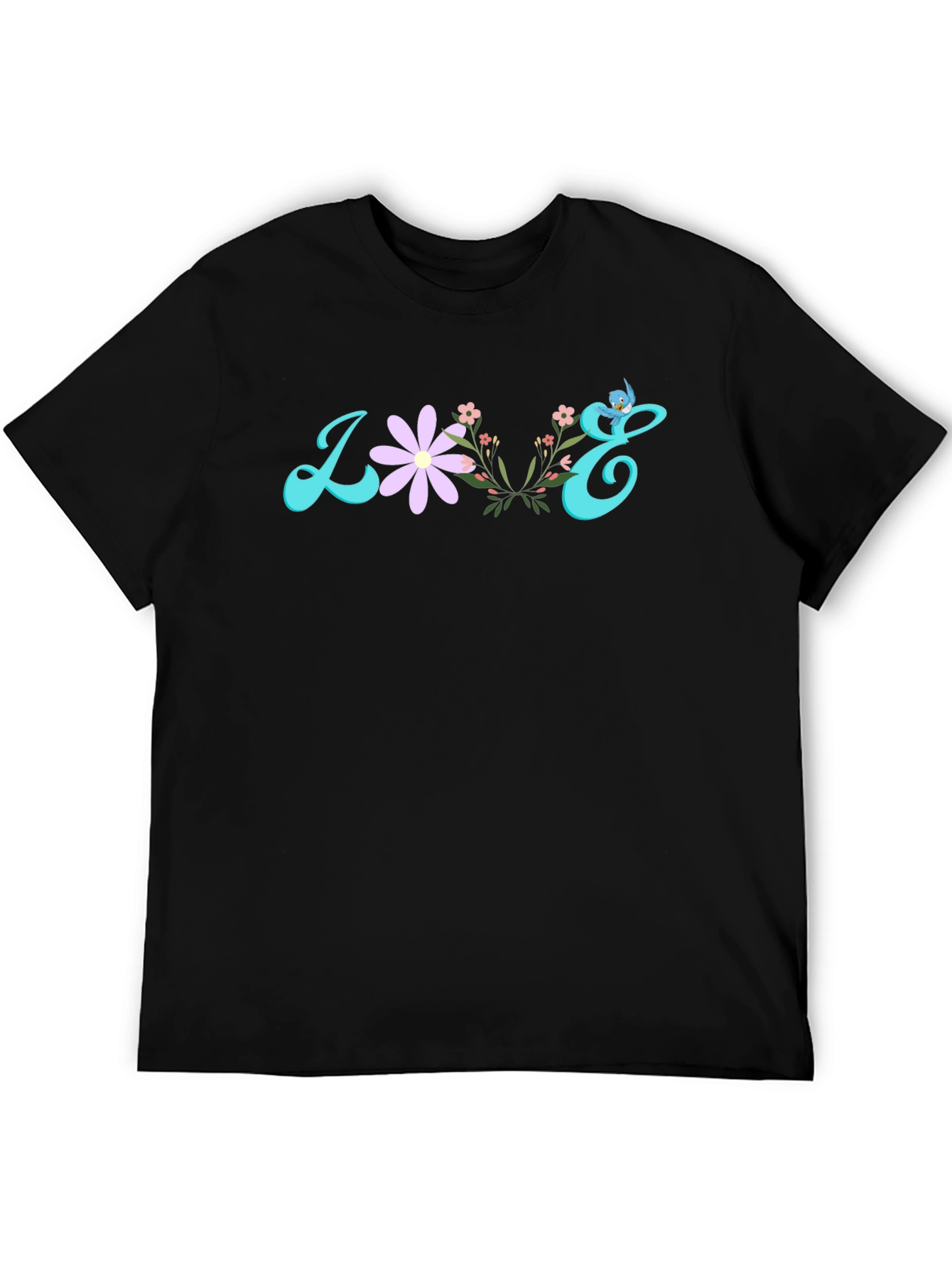 Floral Love Graphic T-Shirt - Black Cotton Tee