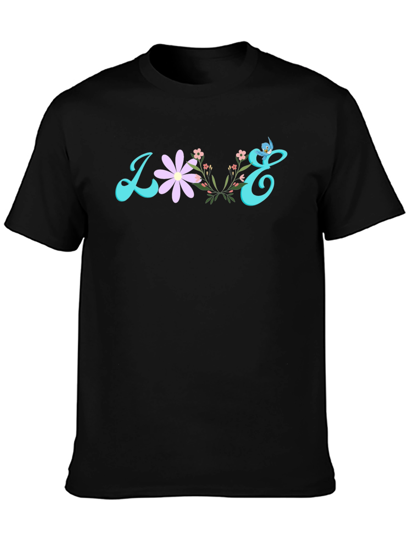 Floral Love Graphic T-Shirt - Black Cotton Tee