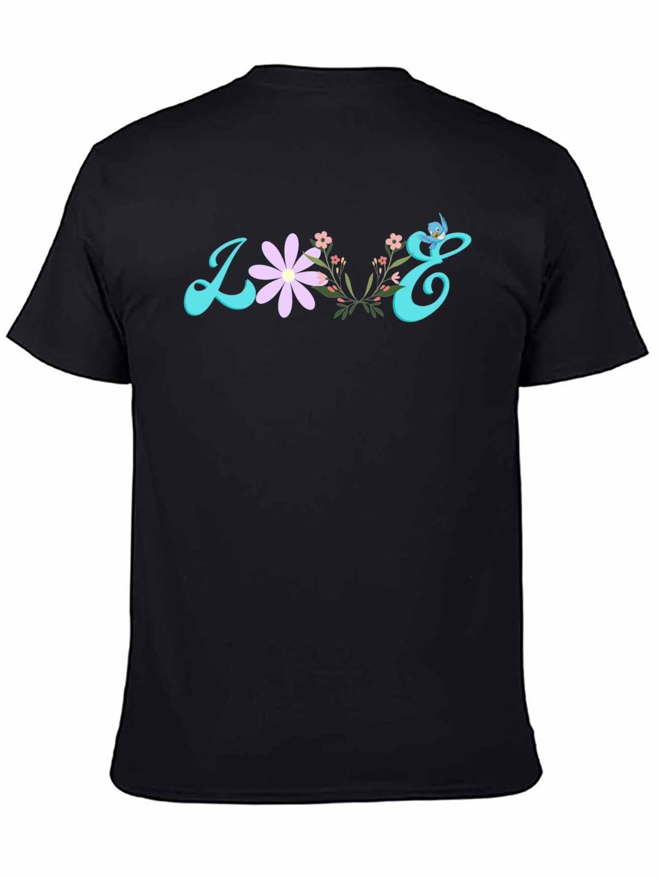 Floral Love Graphic T-Shirt - Black Cotton Tee