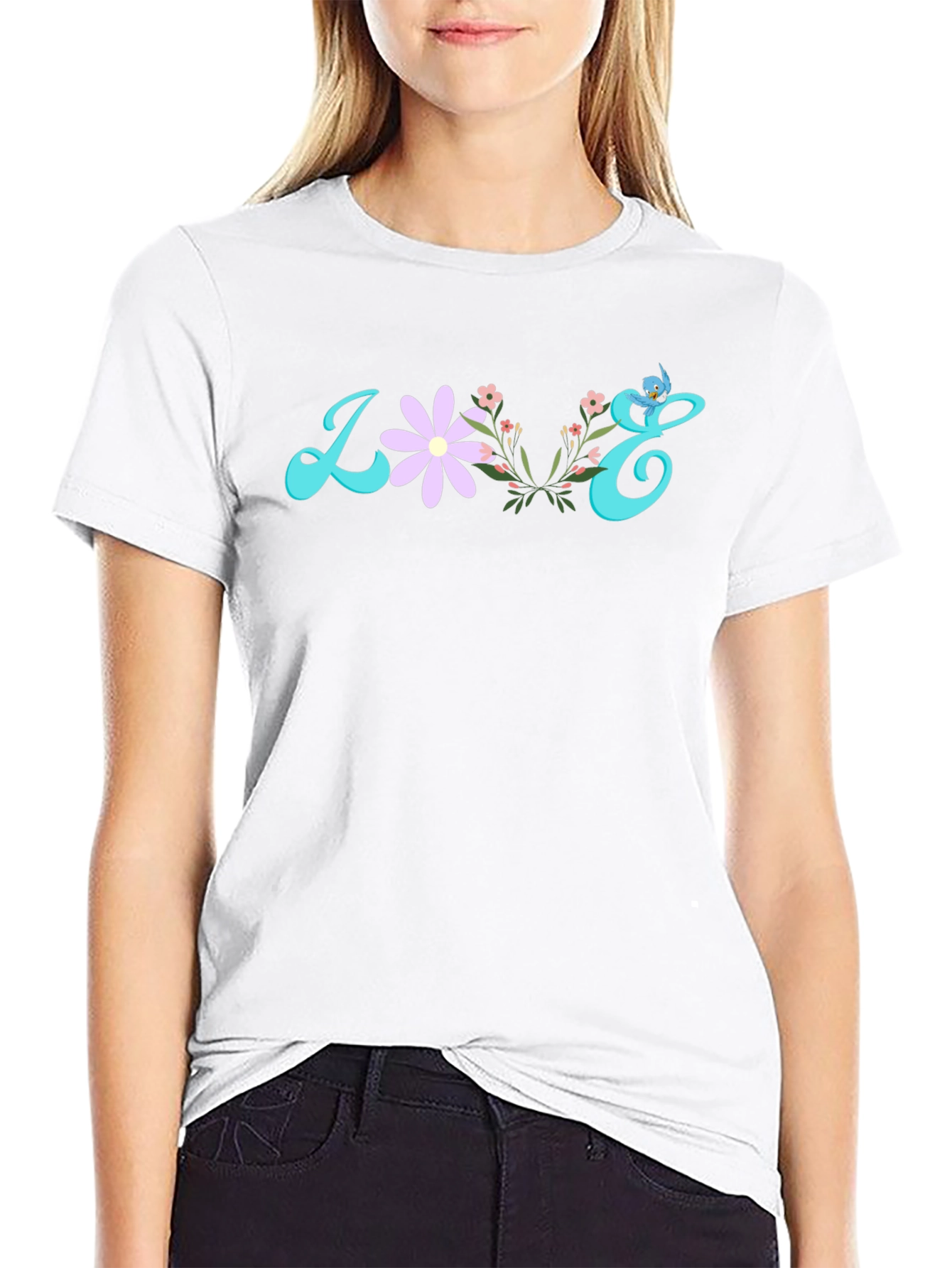 Floral Love Graphic T-Shirt - Black Cotton Tee