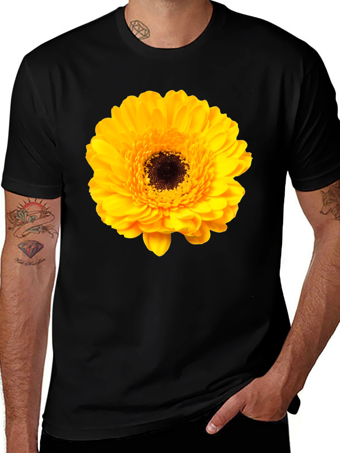 Floral Graphic Tee: Yellow Gerbera T-Shirt