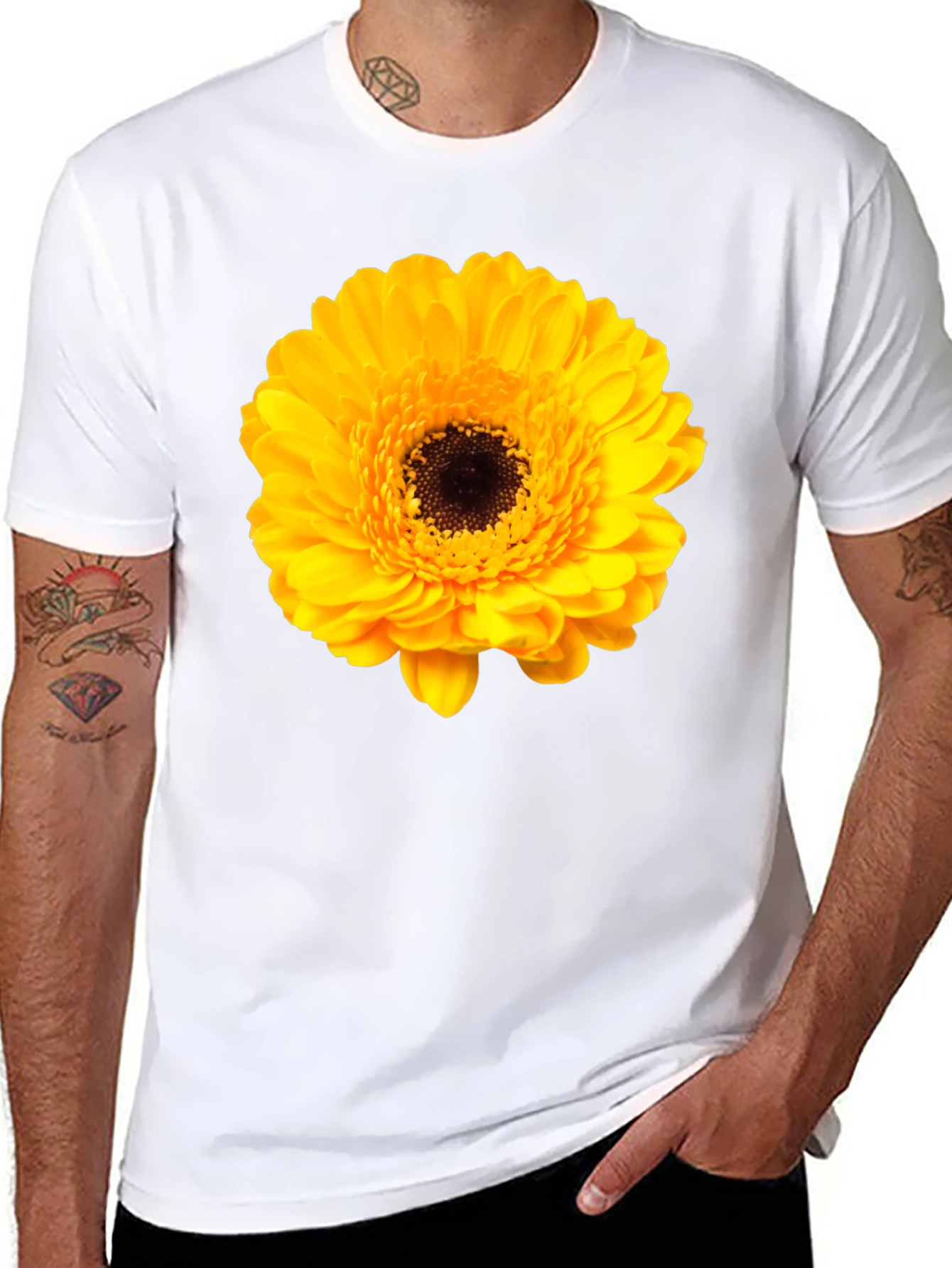 Floral Graphic Tee: Yellow Gerbera T-Shirt