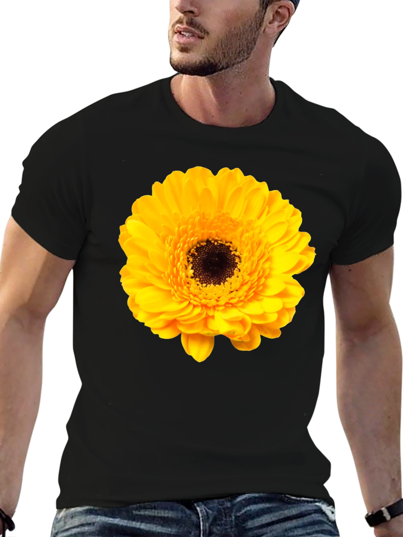 Floral Graphic Tee: Yellow Gerbera T-Shirt