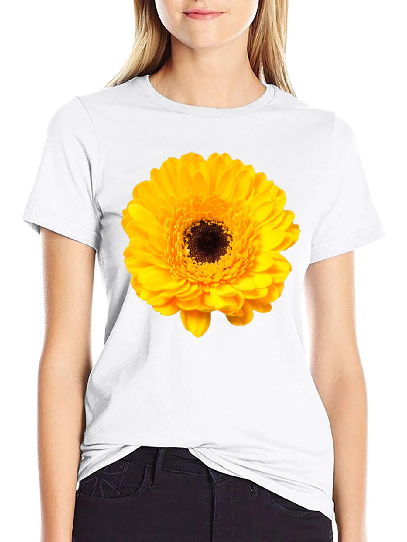 Floral Graphic Tee: Yellow Gerbera T-Shirt