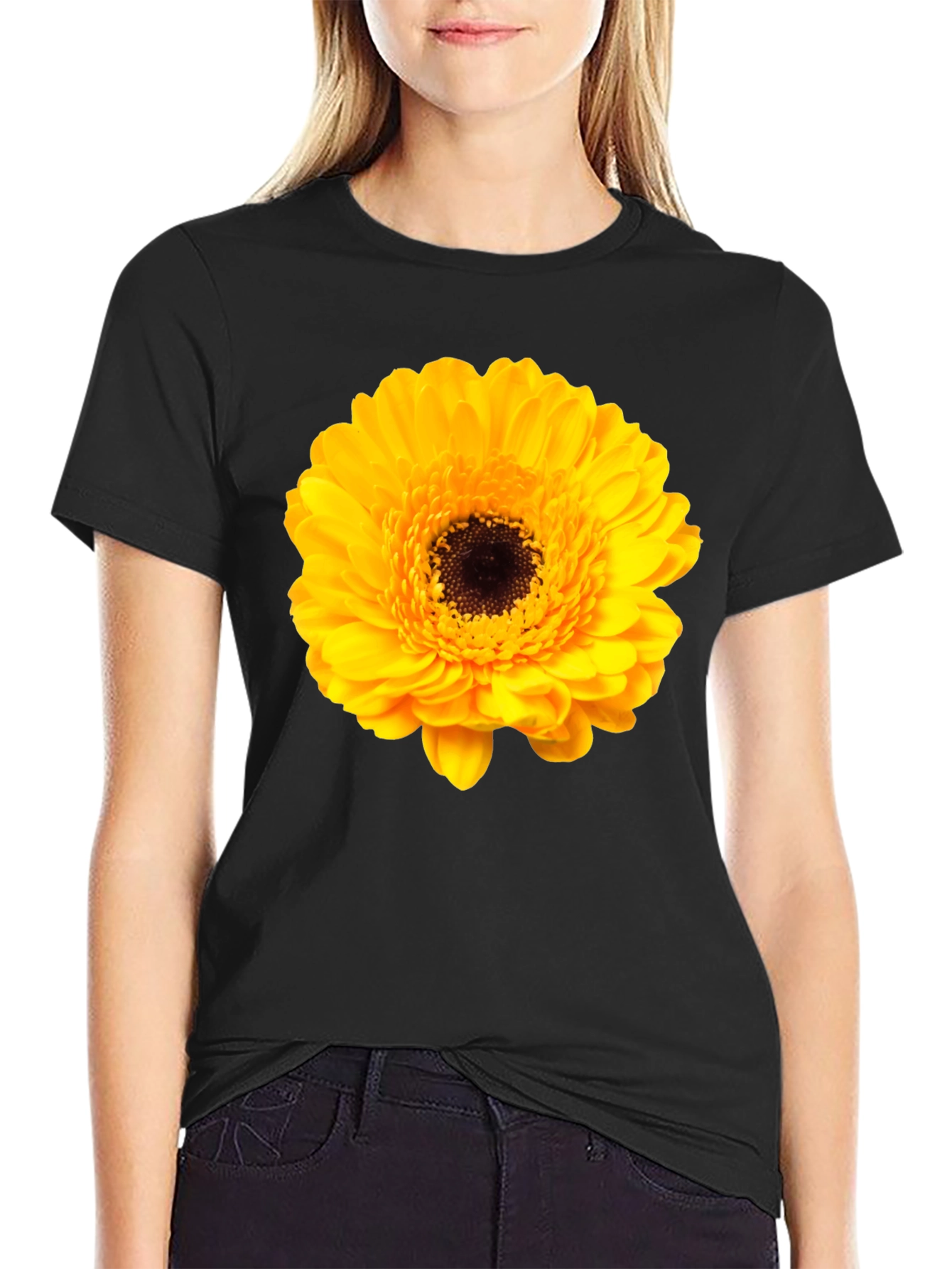 Floral Graphic Tee: Yellow Gerbera T-Shirt