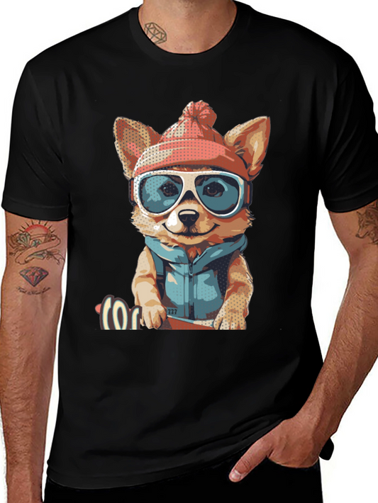 Dog in Ski Gear Graphic Tee - Cute & Stylish