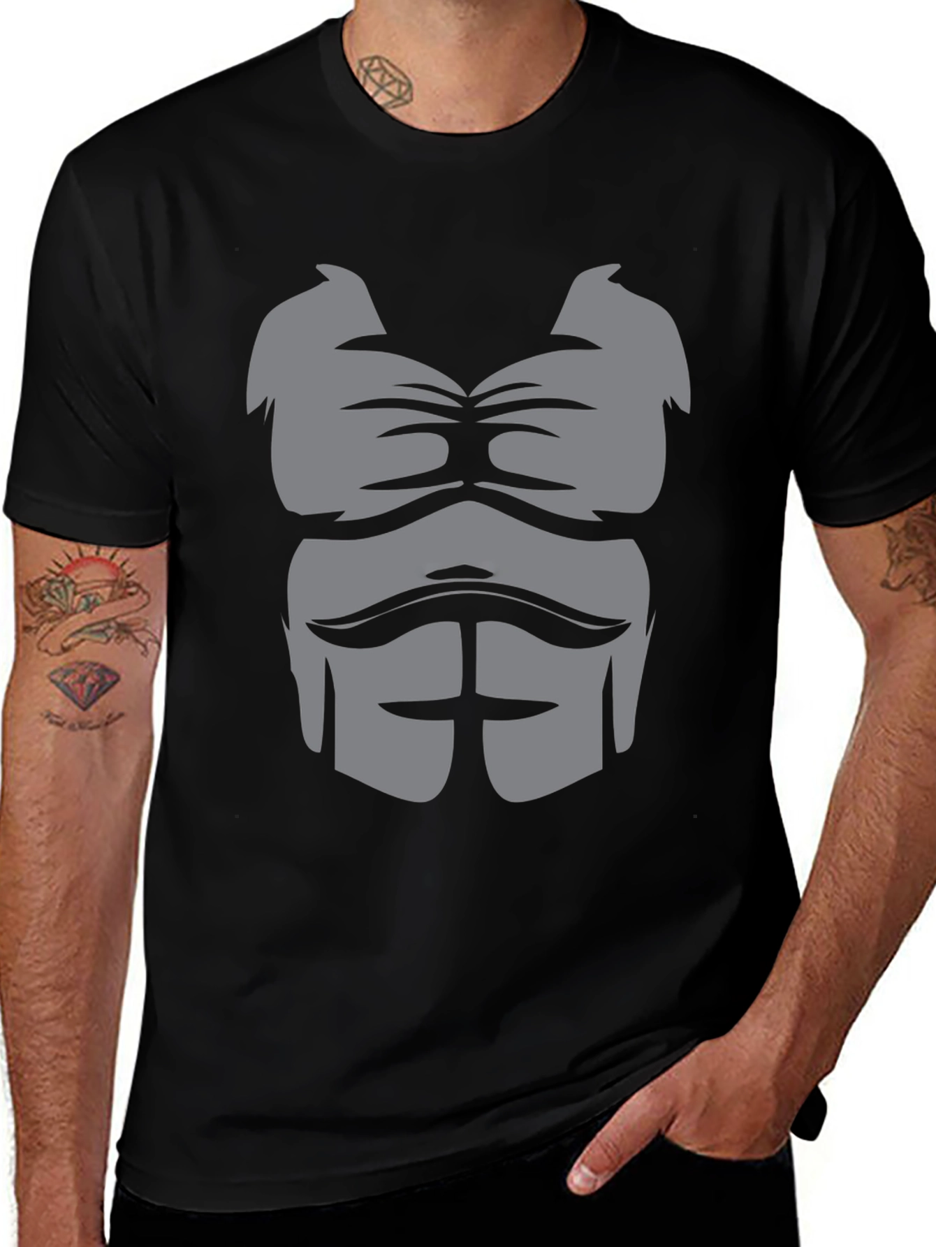 Muscle Chest Graphic Tee - Black T-Shirt