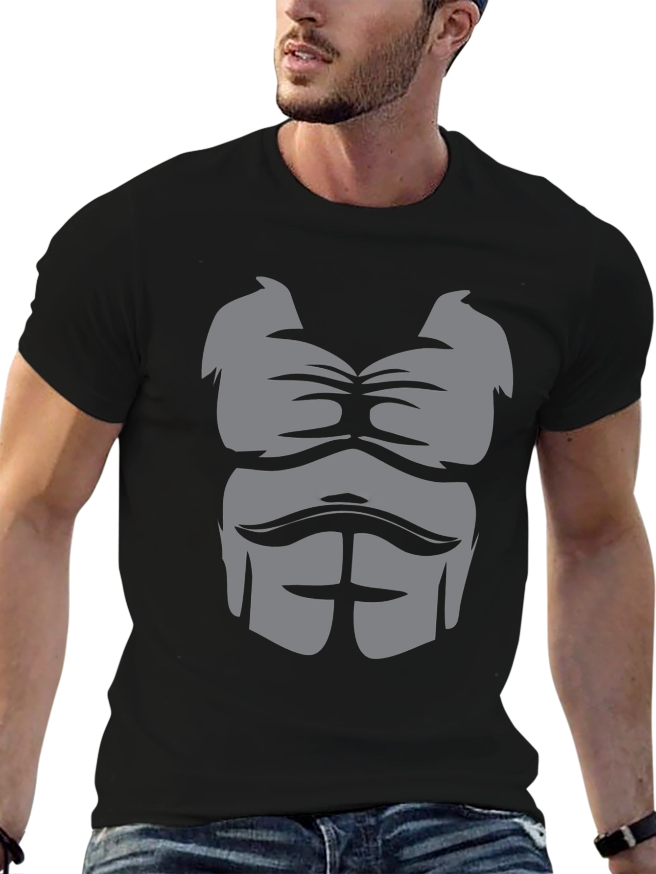 Muscle Chest Graphic Tee - Black T-Shirt