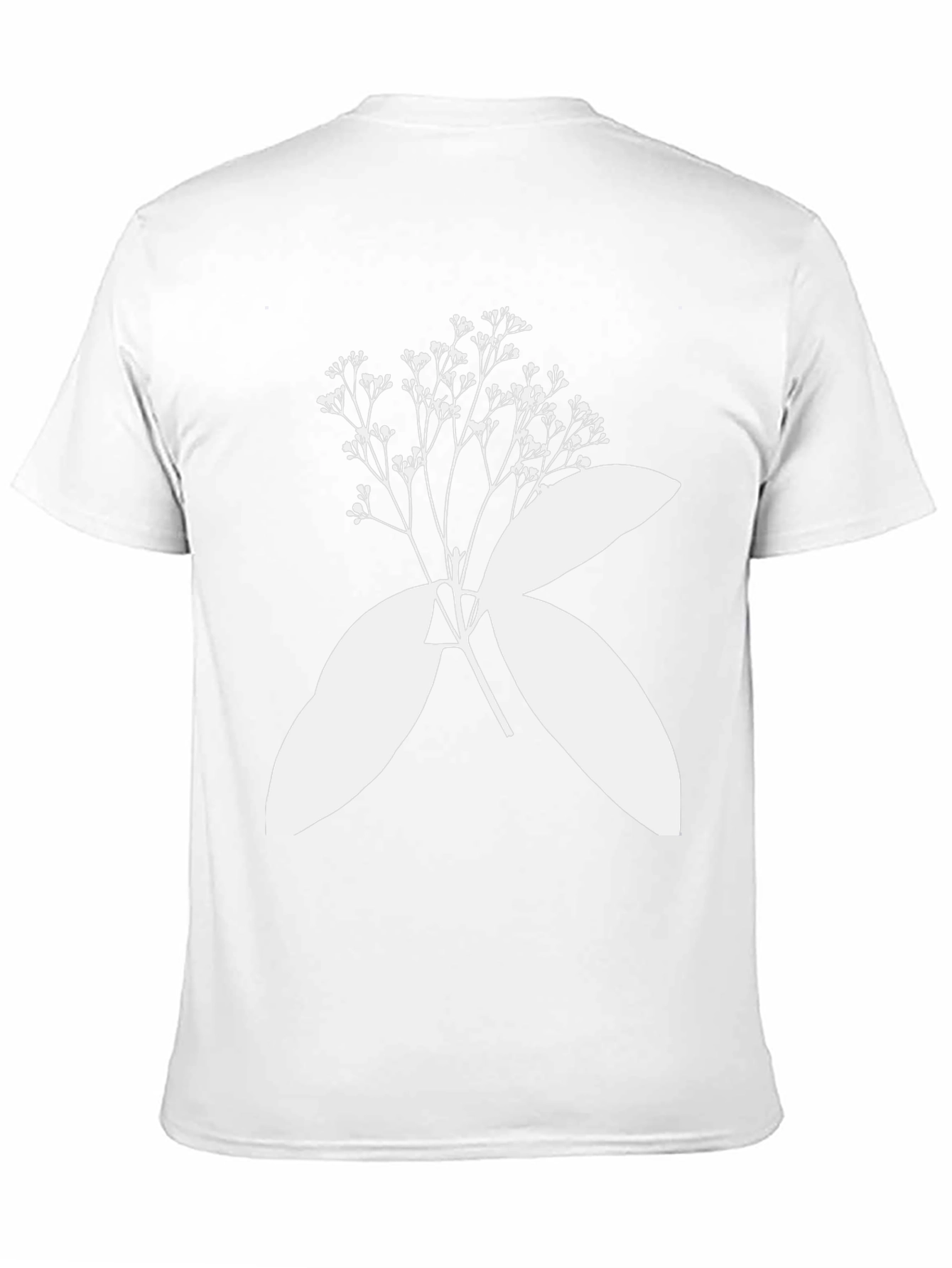 Black T-Shirt with Botanical White Print