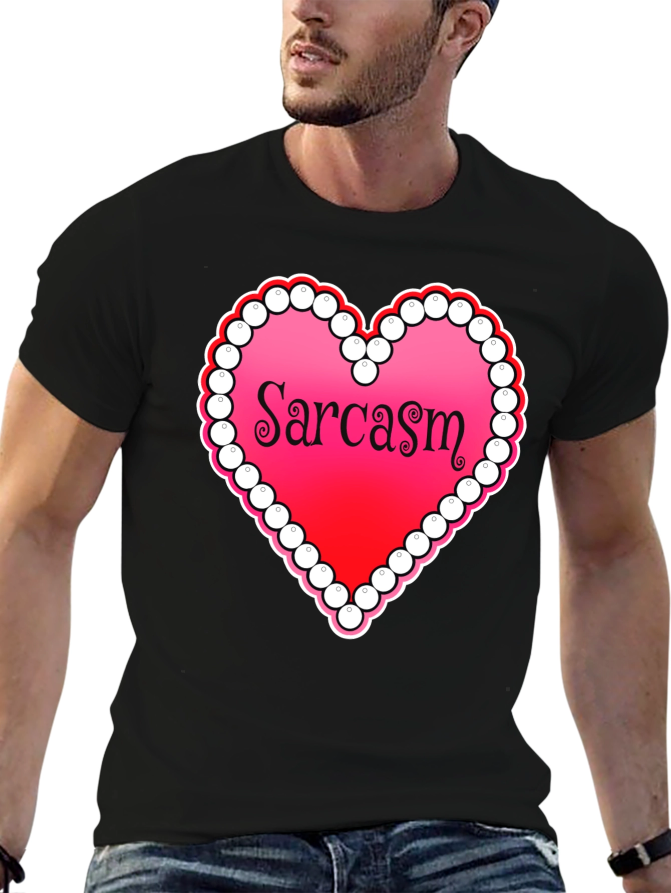 Sarcasm Heart Graphic Tee - Casual Statement Shirt