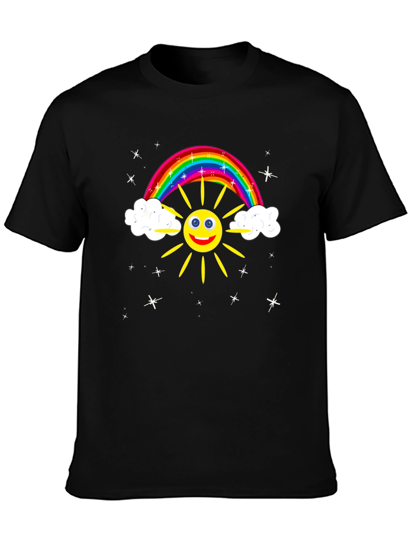 Rainbow Sun Graphic T-Shirt - Cheerful Design