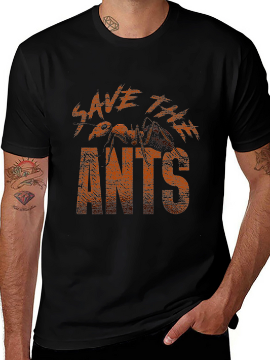 Save The Ants Graphic Tee - Black Cotton T-Shirt