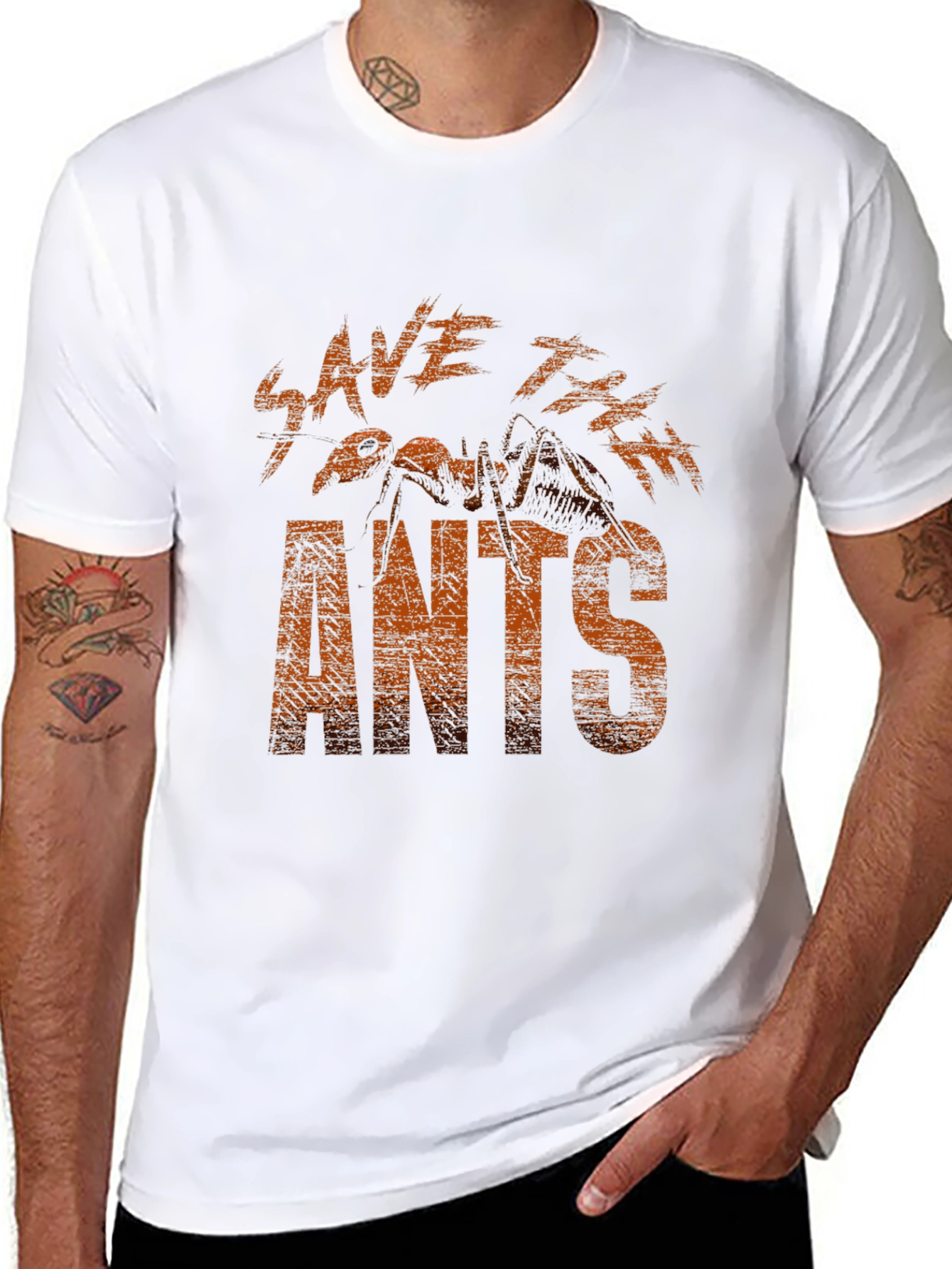 Save The Ants Graphic Tee - Black Cotton T-Shirt