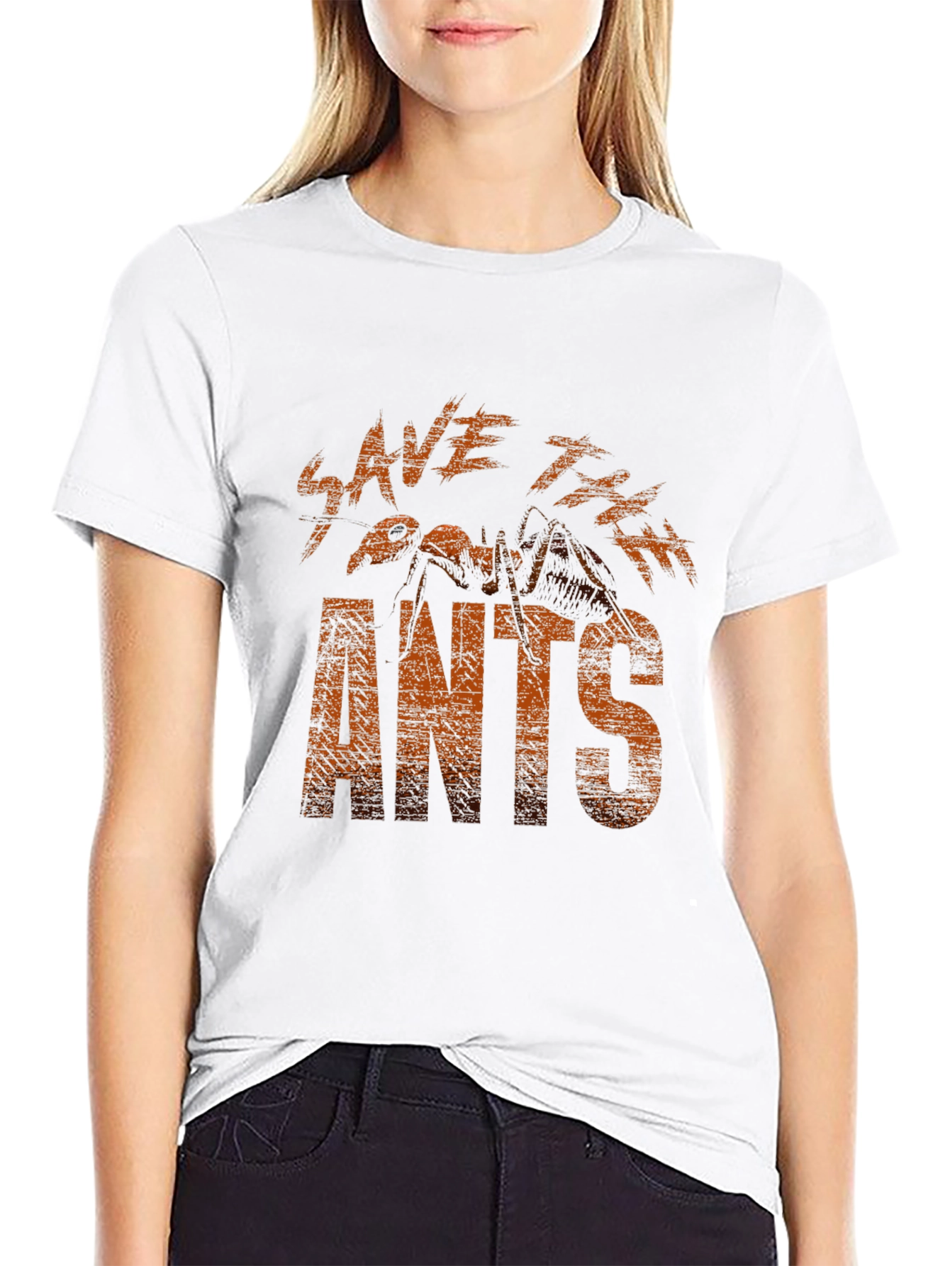 Save The Ants Graphic Tee - Black Cotton T-Shirt