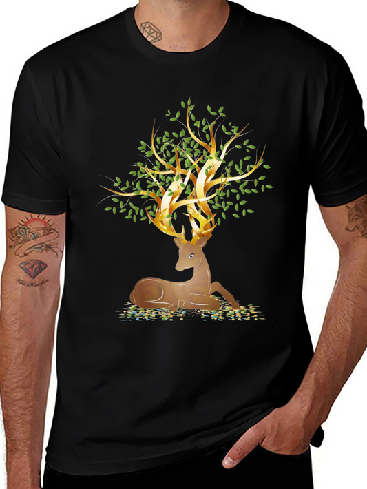 Deer Tree Graphic Tee - Nature Inspired Style