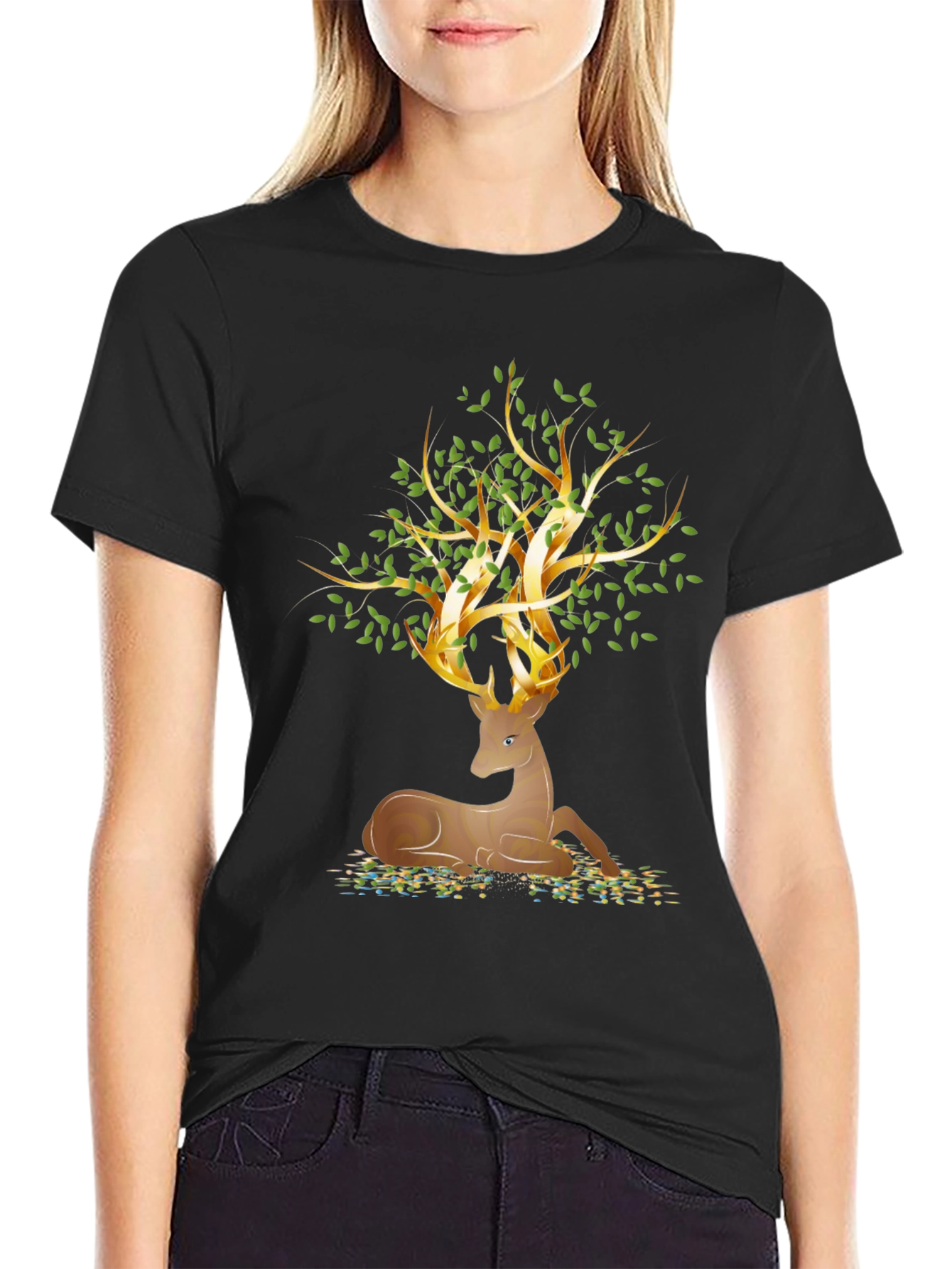 Deer Tree Graphic Tee - Nature Inspired Style