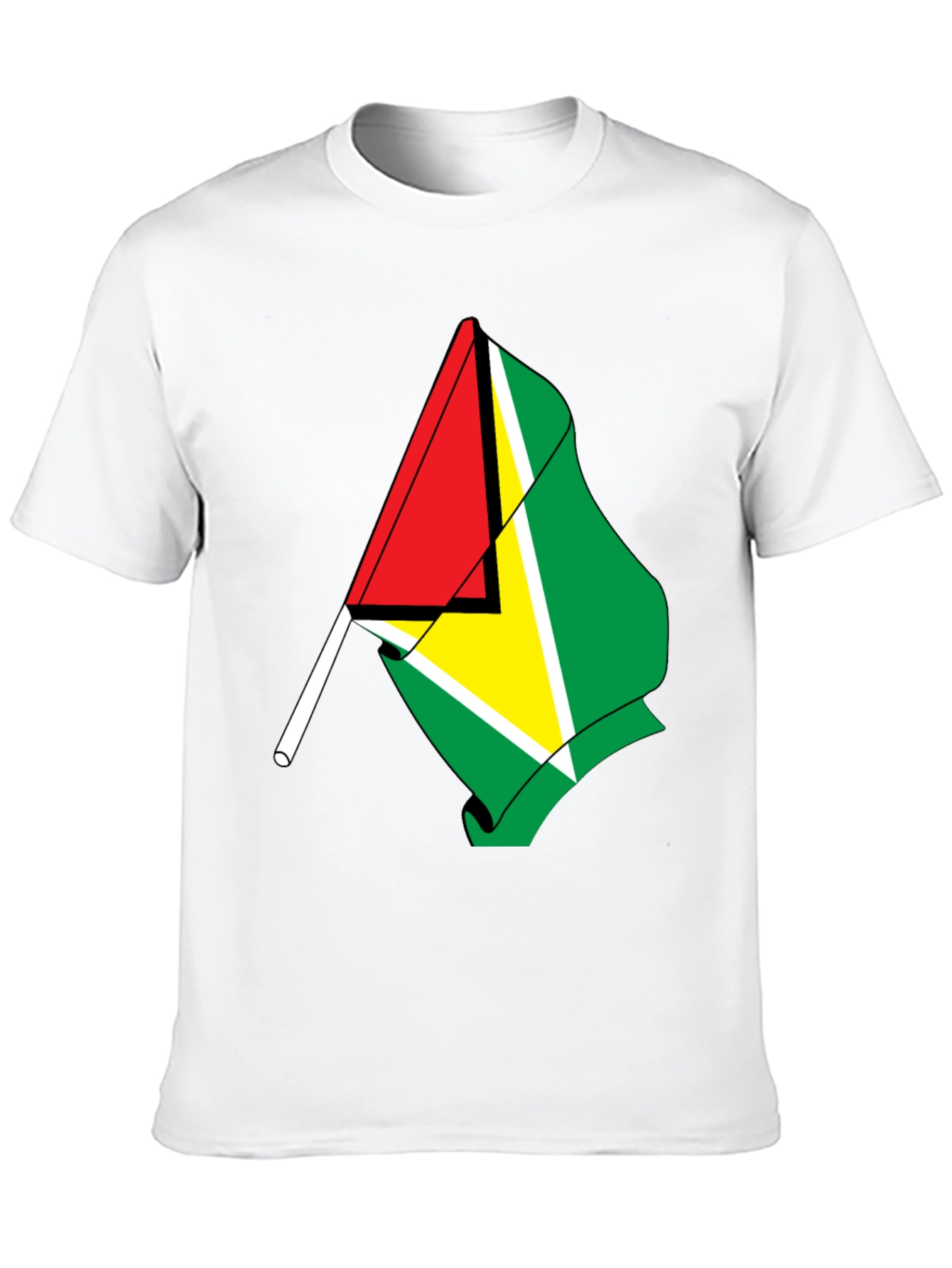 Guyana Flag Graphic Tee - Black Cotton Shirt