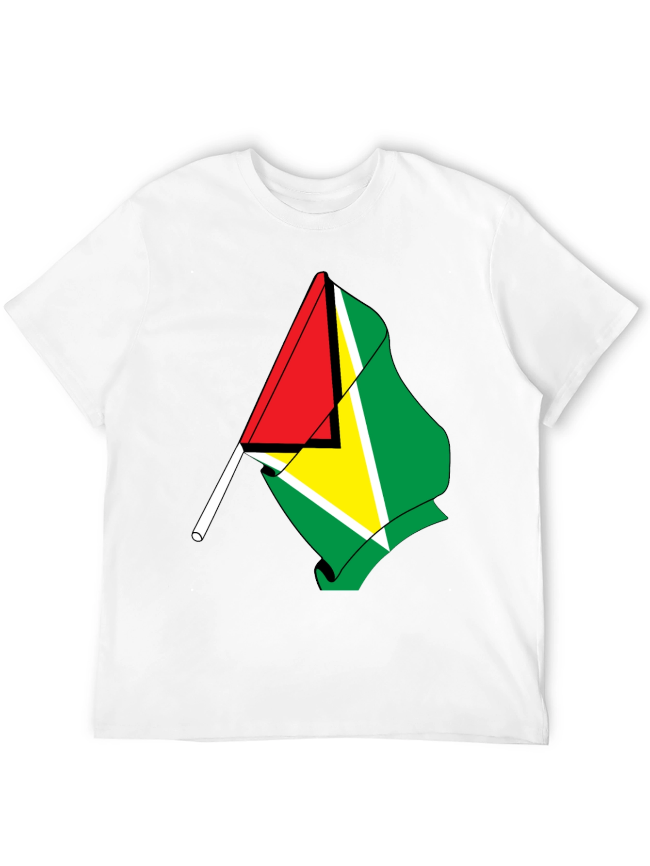 Guyana Flag Graphic Tee - Black Cotton Shirt