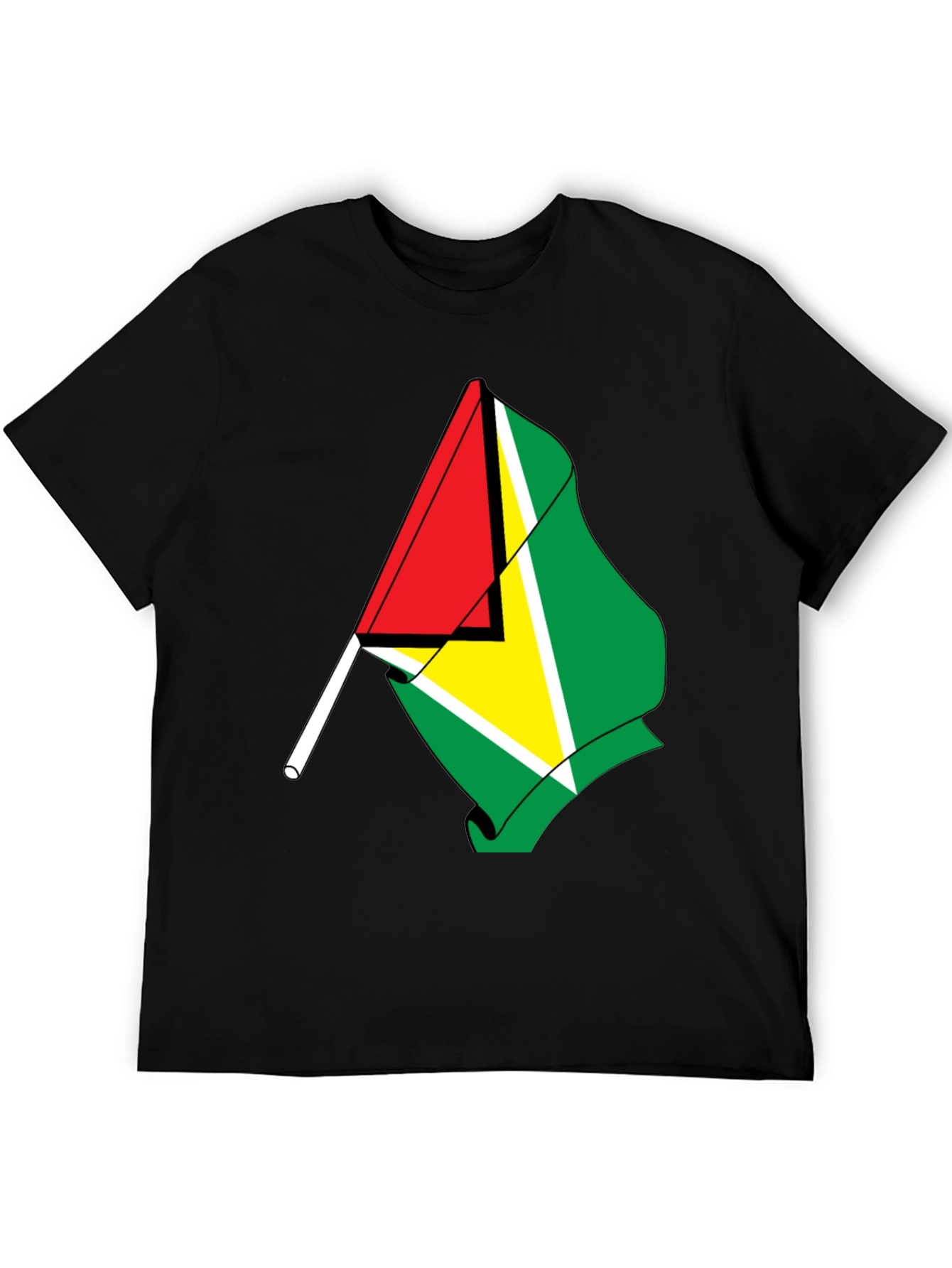 Guyana Flag Graphic Tee - Black Cotton Shirt