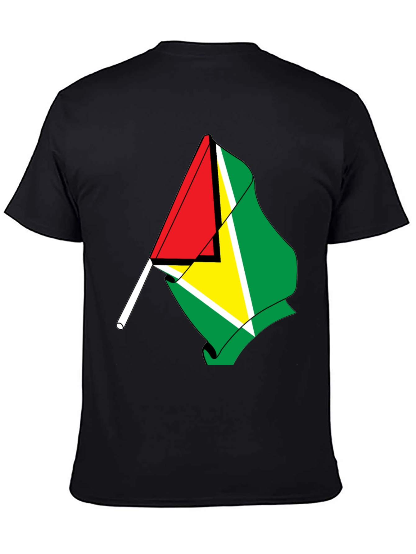Guyana Flag Graphic Tee - Black Cotton Shirt