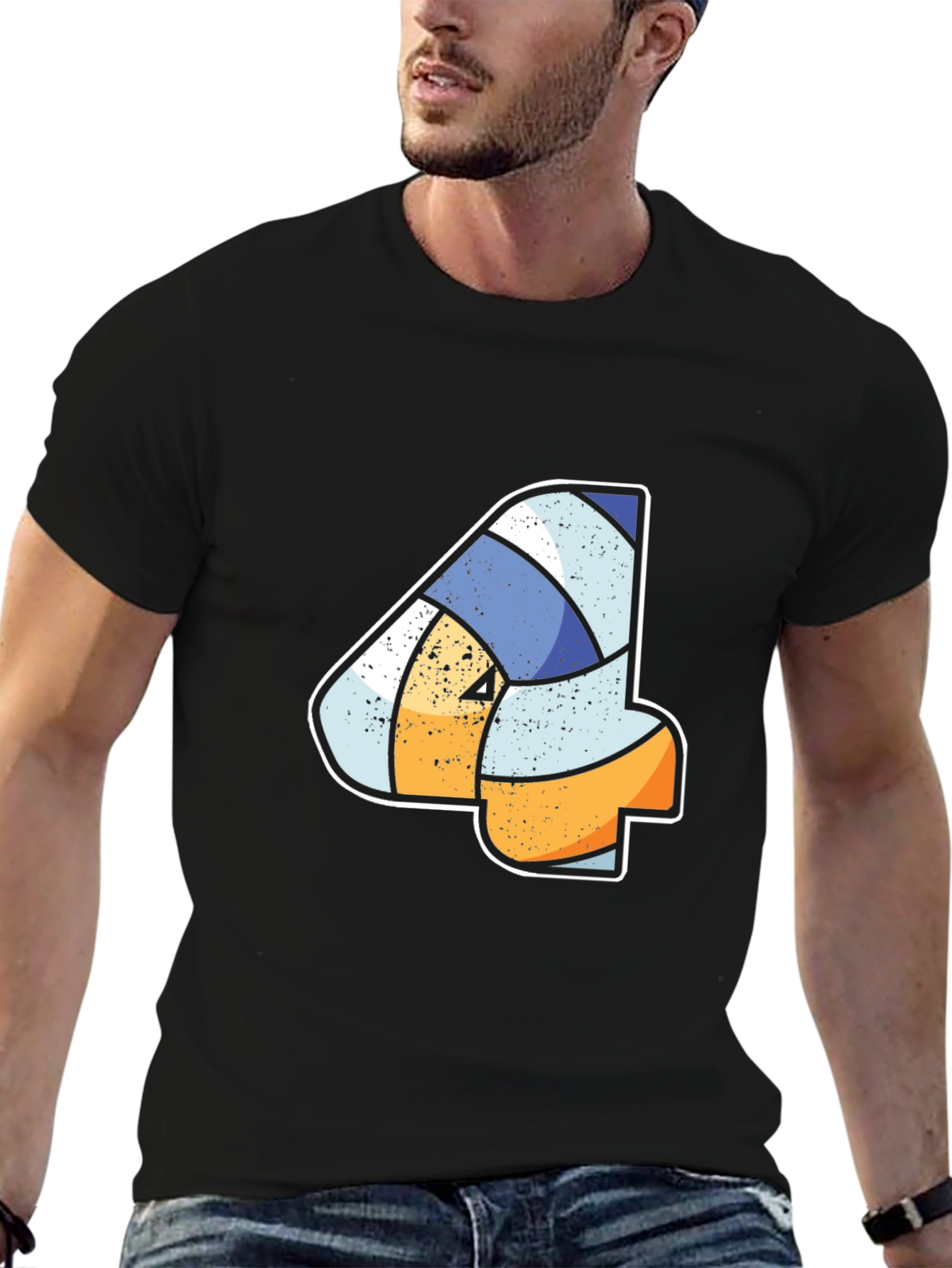 Volleyball Number 4 Black T-Shirt