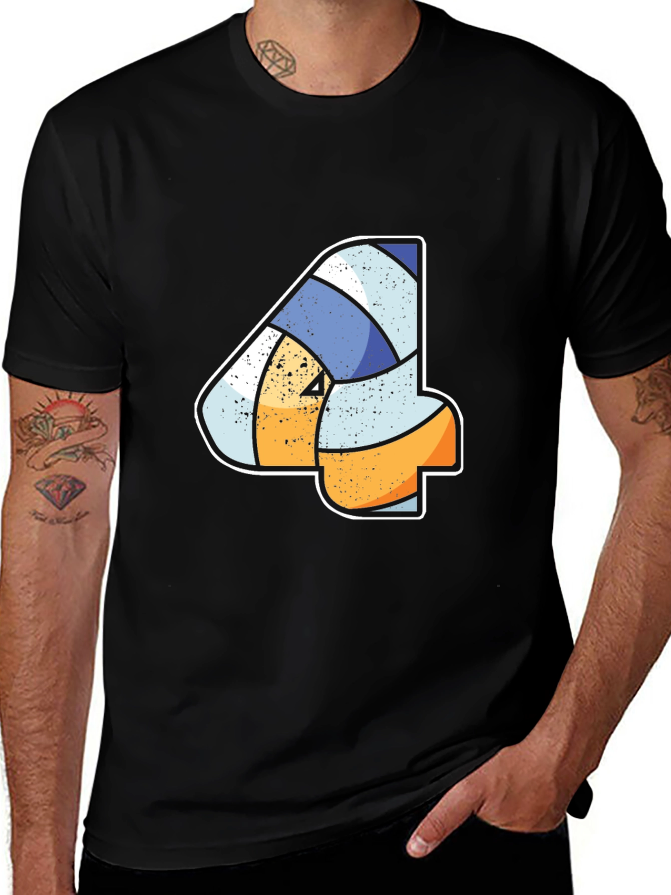 Volleyball Number 4 Black T-Shirt