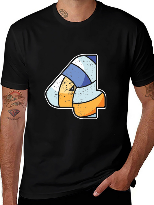 Volleyball Number 4 Black T-Shirt