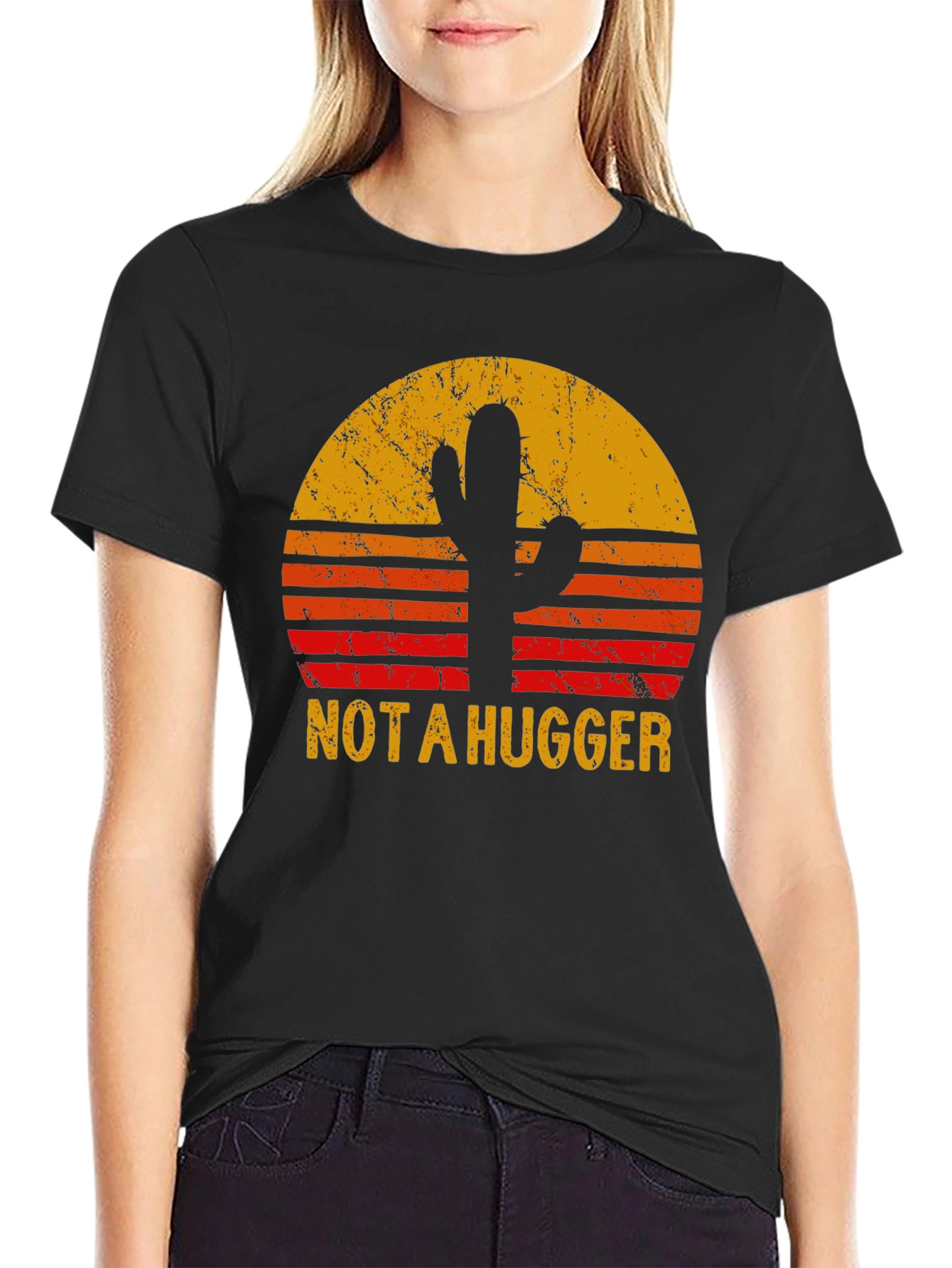 Not A Hugger Cactus Sunset T-Shirt