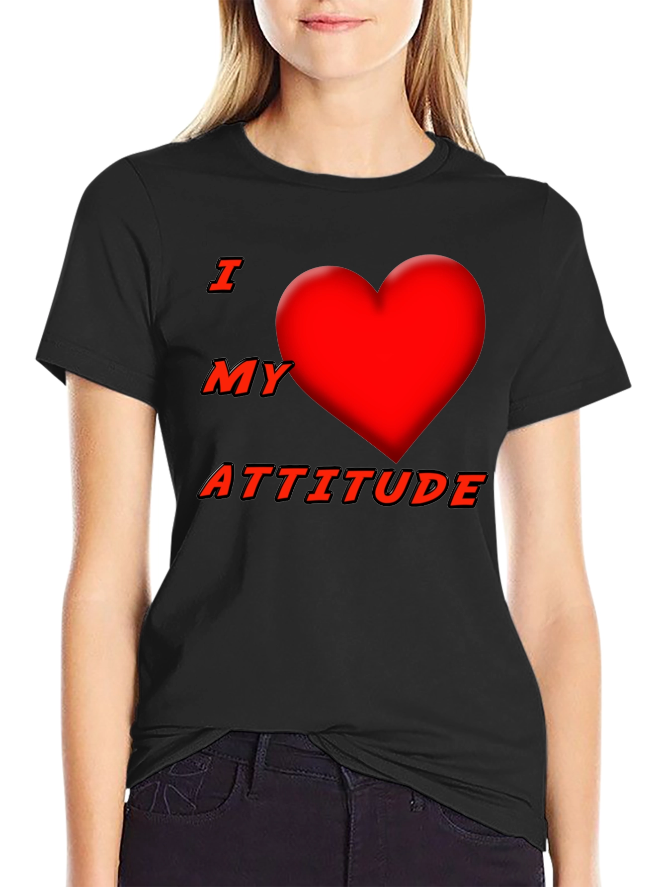 I Heart My Attitude Black T-Shirt
