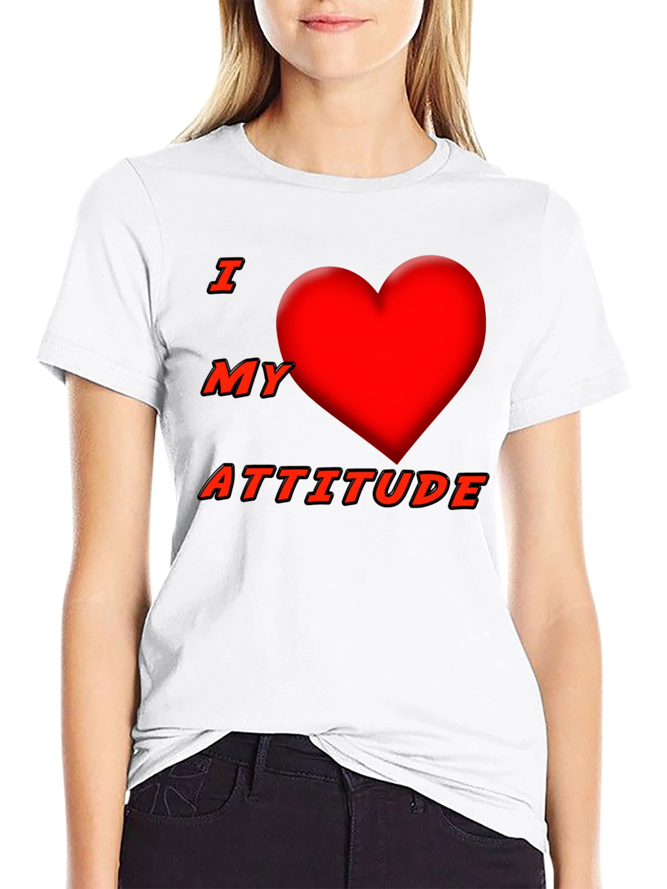 I Heart My Attitude Black T-Shirt