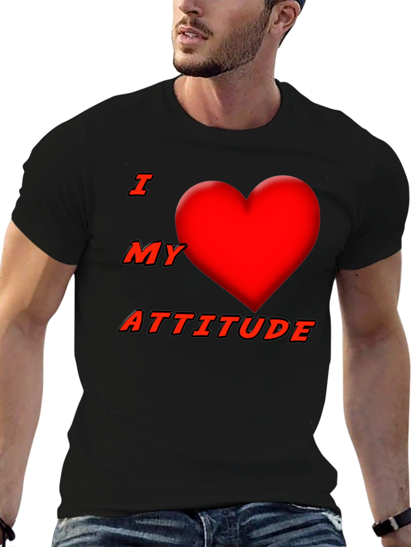 I Heart My Attitude Black T-Shirt